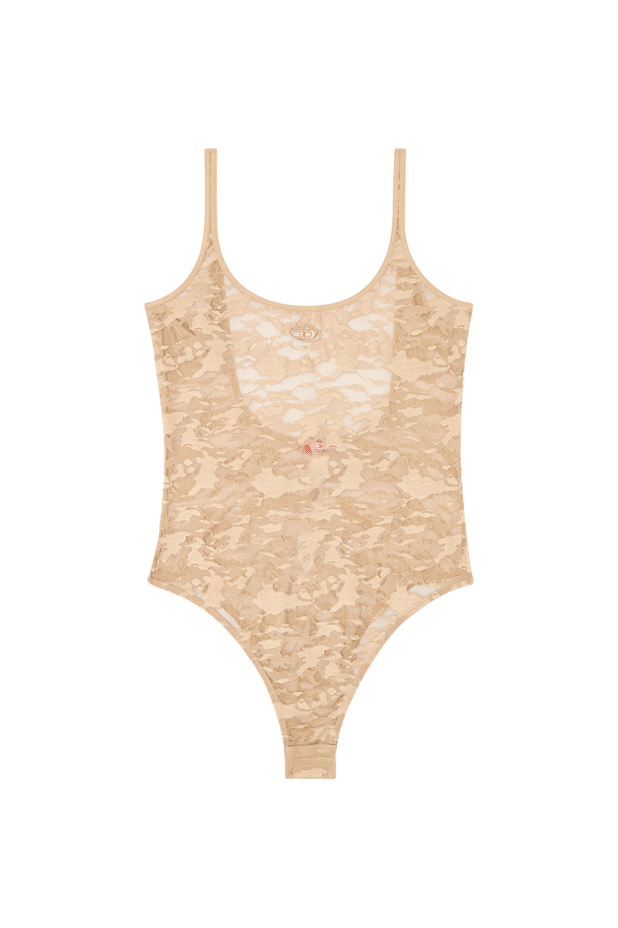 Diesel - MEGAN-UTLT, Woman's Camo lace bodysuit with Oval D embroidery in Light Brown - 2