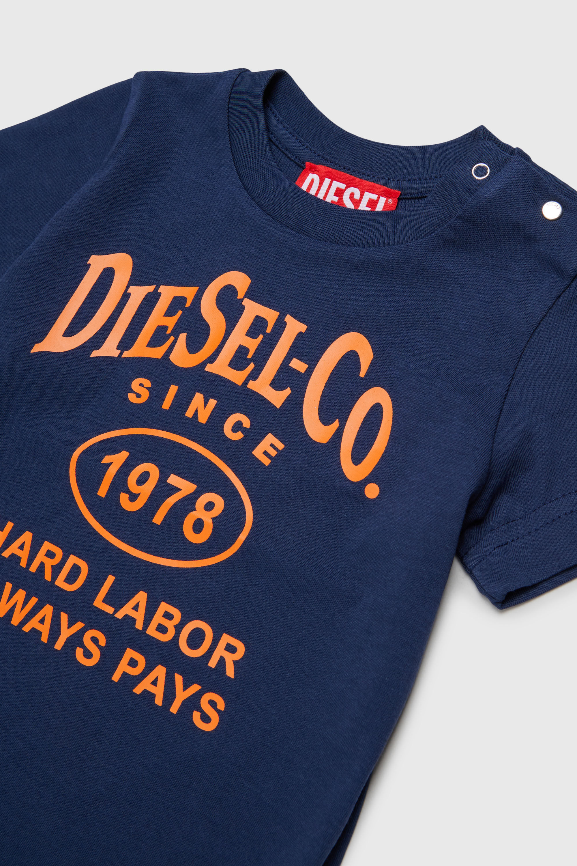 Diesel - TSINB, Man's Cotton T-shirt with slogan print in Dark Blue - 3
