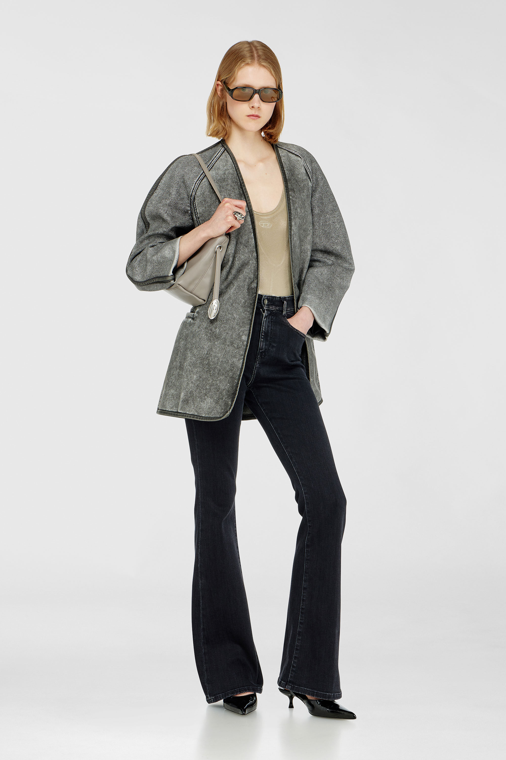 Diesel - G-ALAX, Woman's Cardigan jacket with cocoon sleeves in Grey - 1