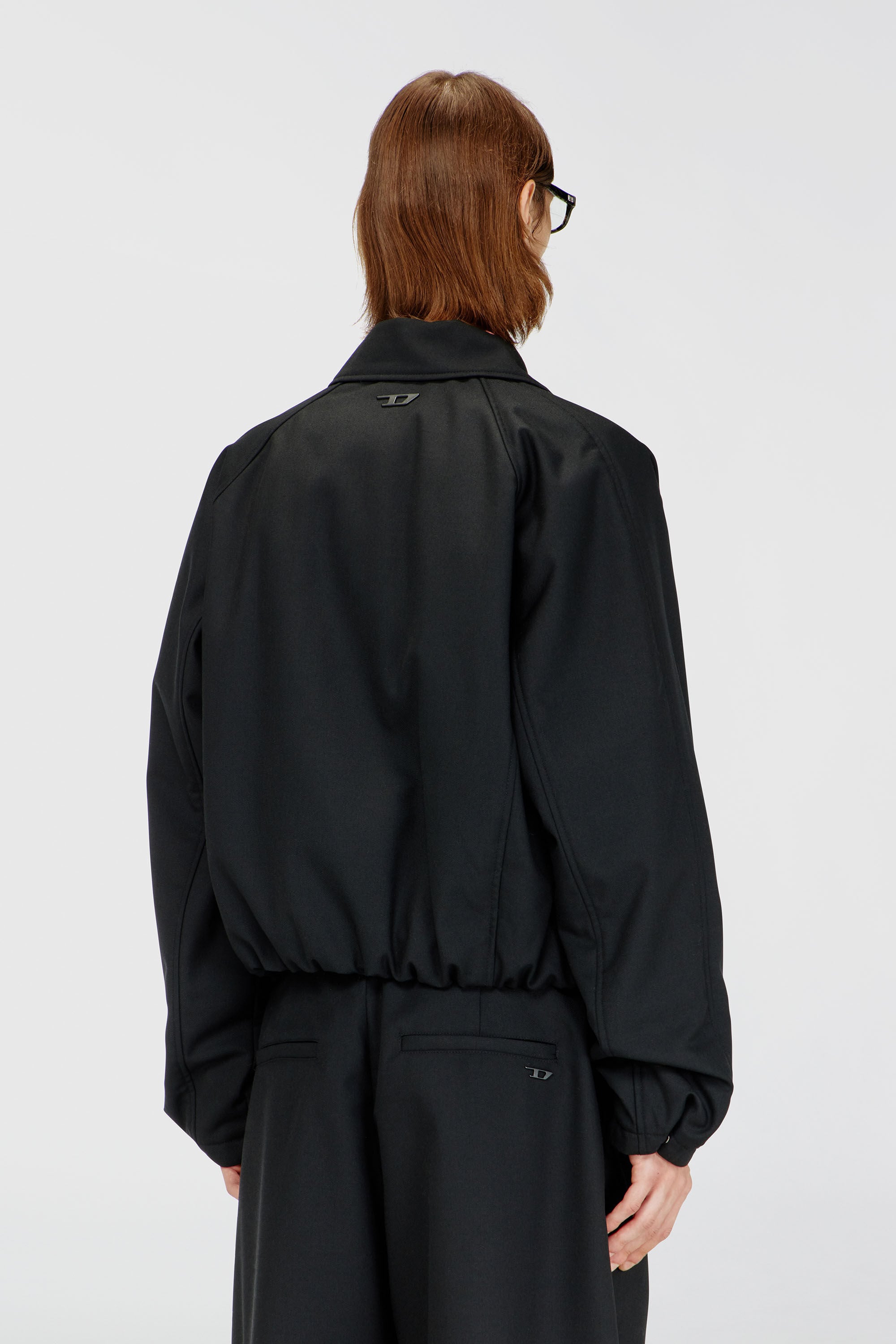 Diesel - J-ATTOR-COOL, Man's Gathered bomber jacket in wool blend in Black - 4