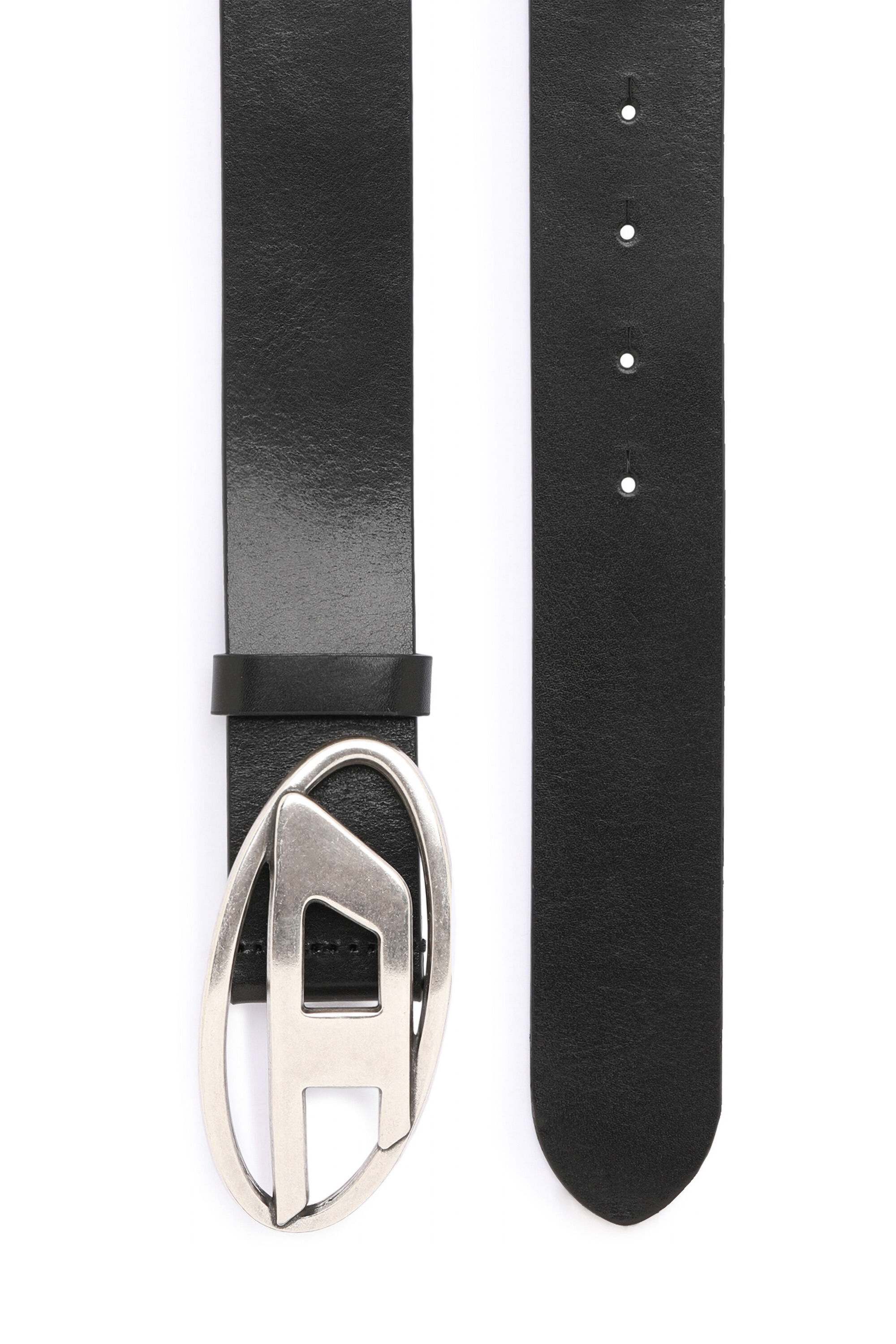 ディーゼル B-1dr ベルト ブラック in Leather with Silver-tone