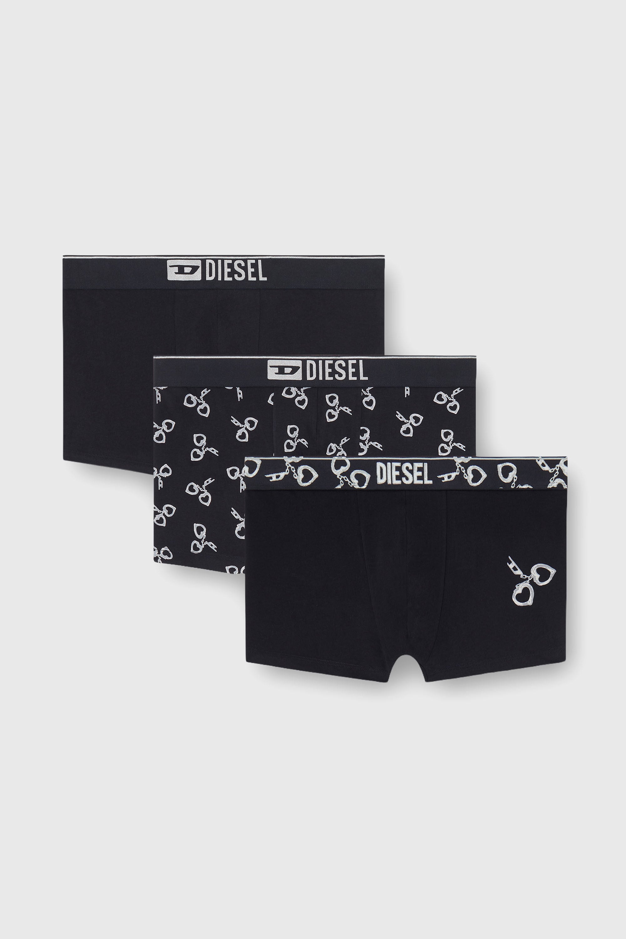 Diesel - DAMIEN-GFT-3PACK, Man's Three-pack boxer briefs with handcuff motif in Black - 2