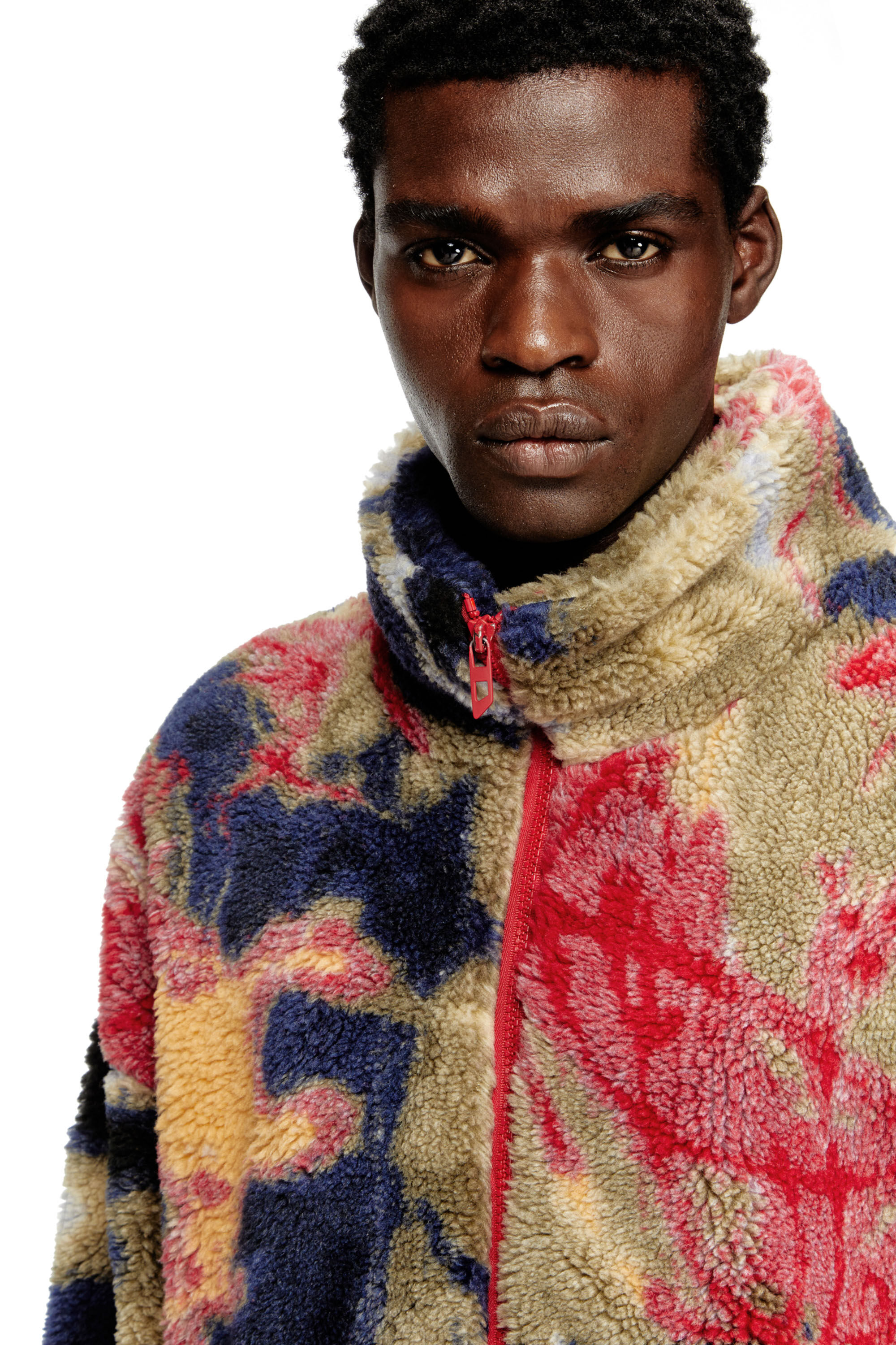 Men's Teddy-fleece jacket with graffiti motif | Multicolor | Diesel LV