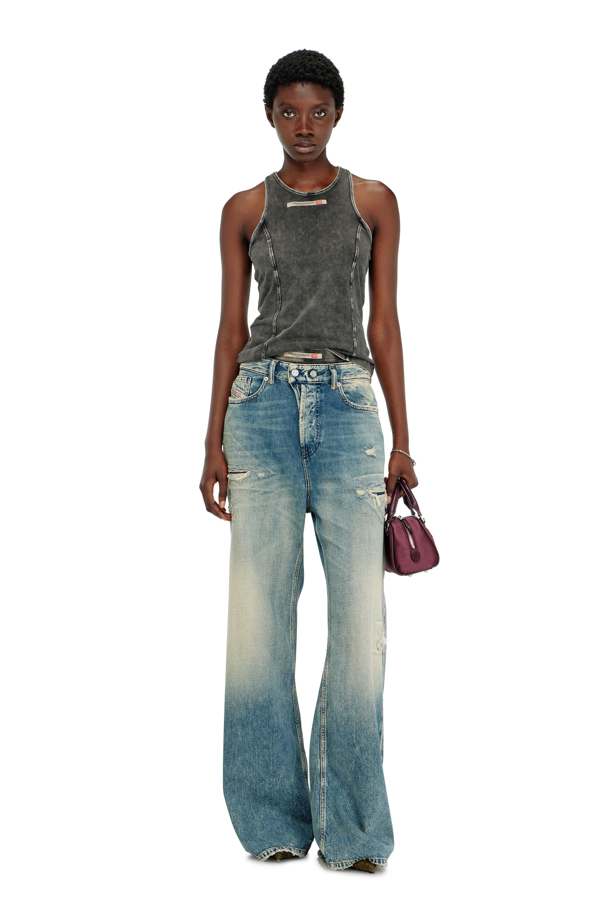 Diesel - IRENE-DNM, Woman's Cotton tank top with treated effect in null - 5