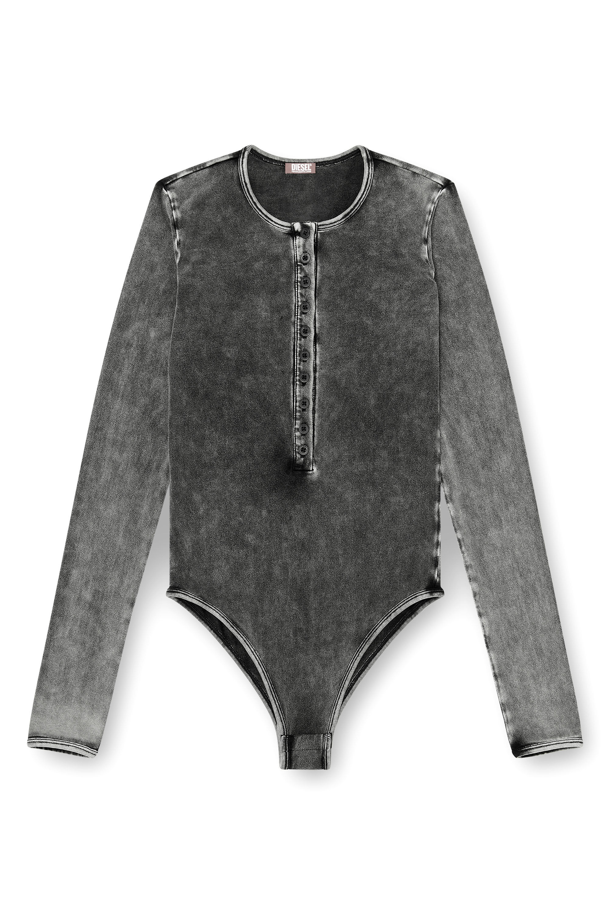 Diesel - FRESYA-DNM, Woman's Cotton bodysuit with buttoned front in Dark grey - 2
