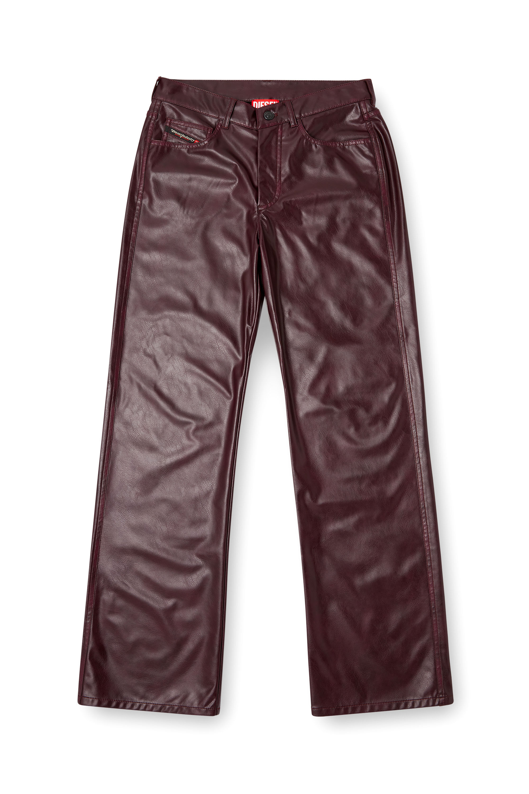 Diesel - FR-P-LAIN, Woman's Burgundy pants in coated fabric in Burgundy - 2