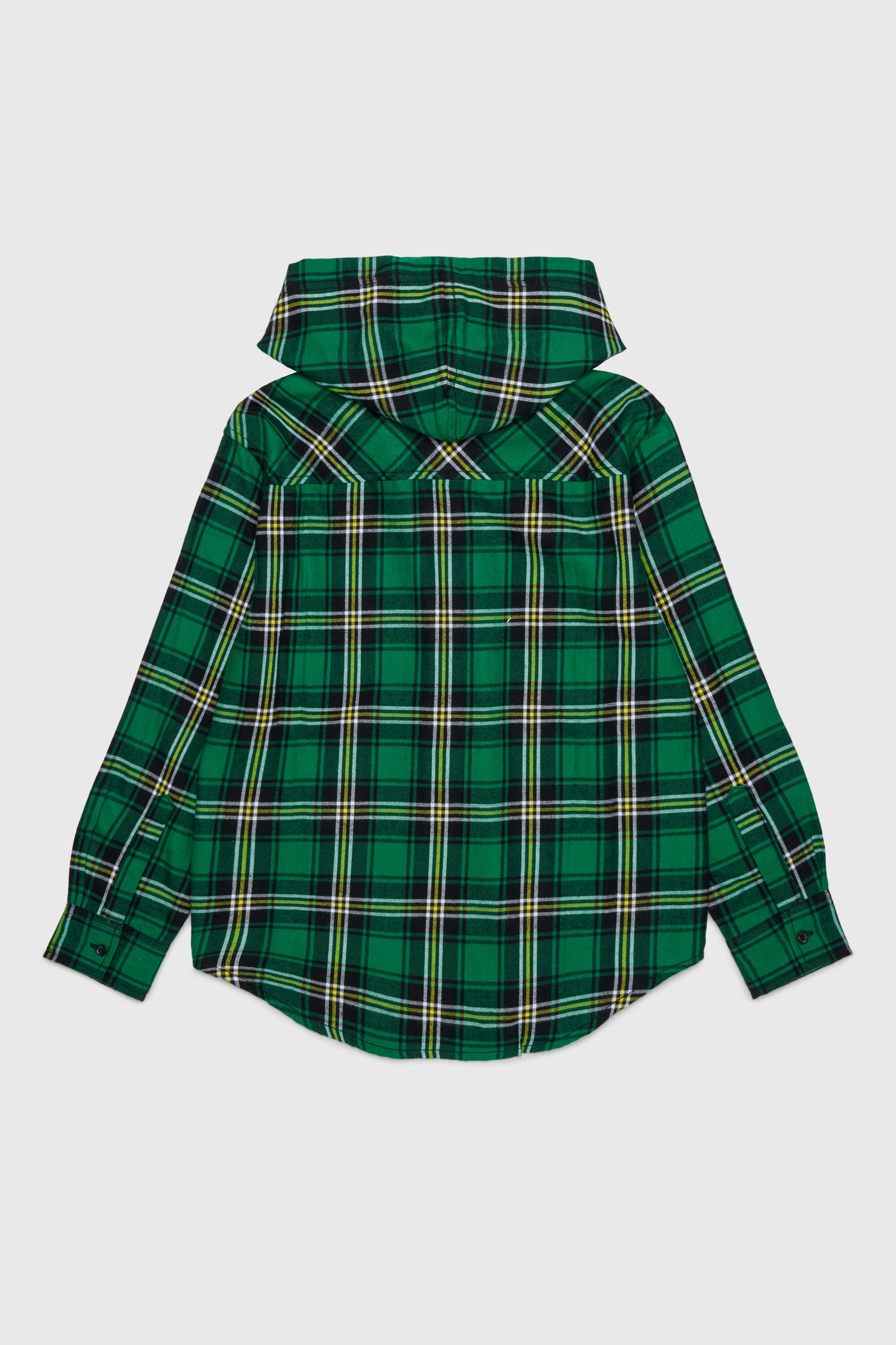 Diesel - CHECK OVER, Man's Hooded check shirt with Oval D embroidery in Green - 2