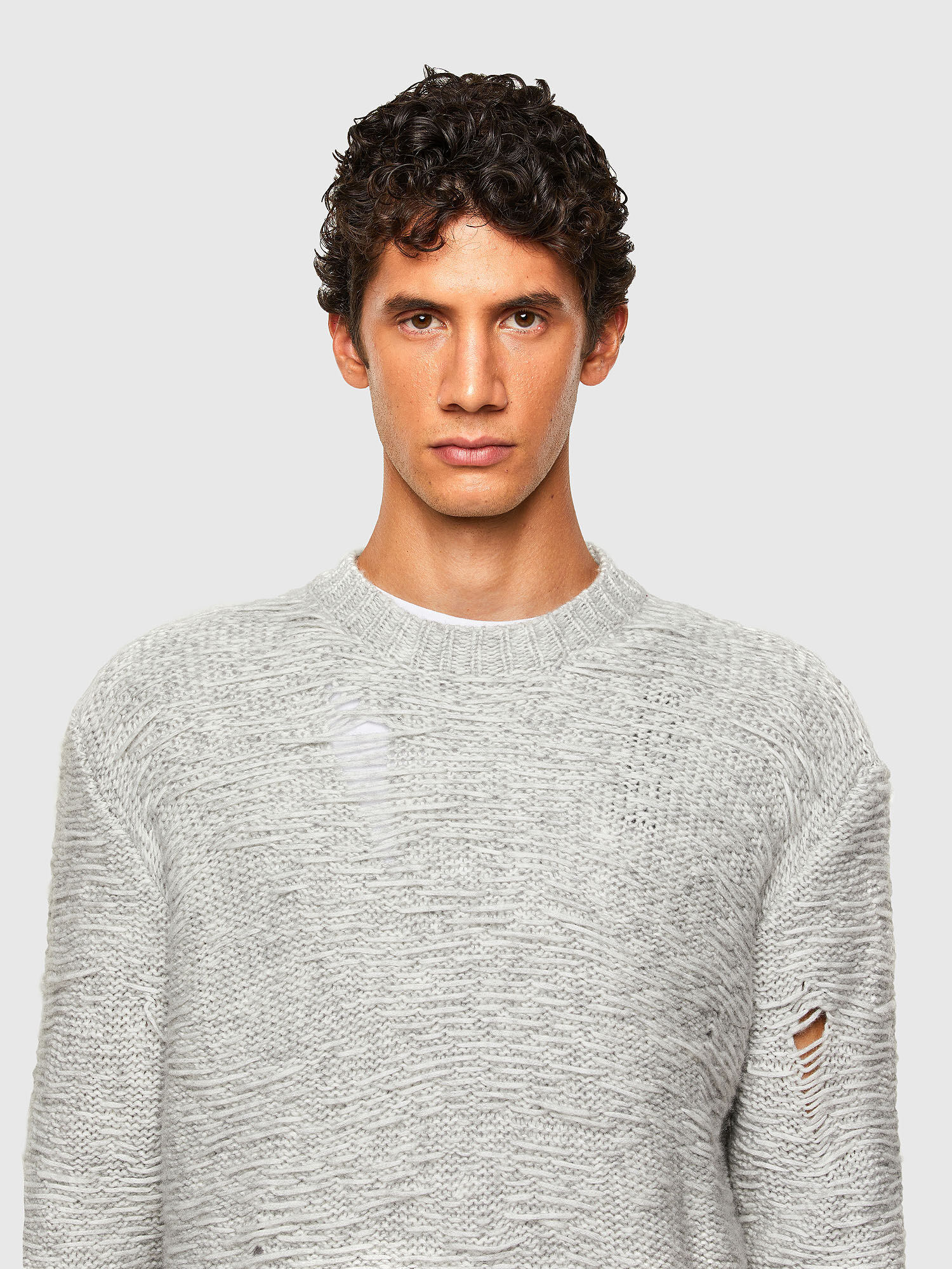 grey knitwear