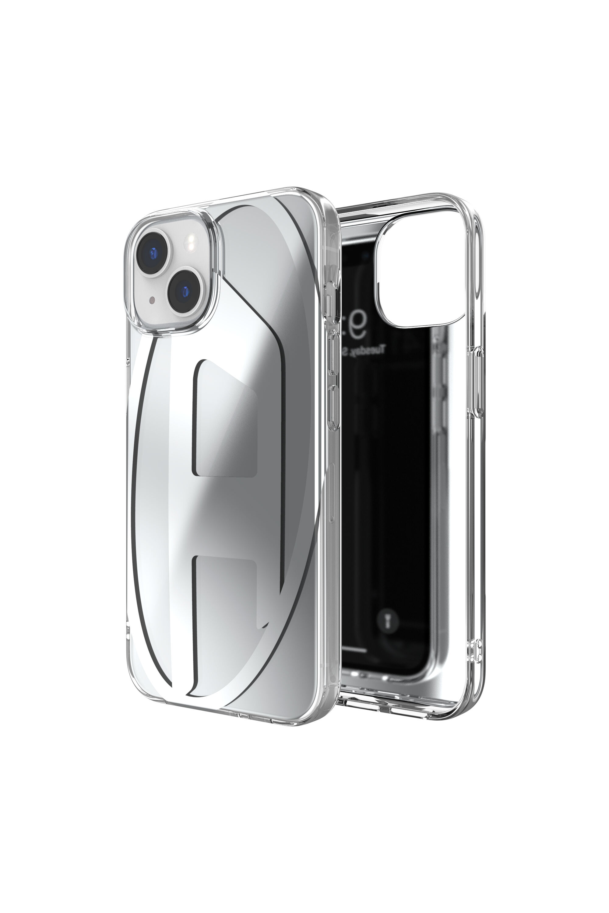 Diesel - 54094 MOULDED CASE, Unisex's Oval D case iPhone 13/iPhone 14 in Silver - 1