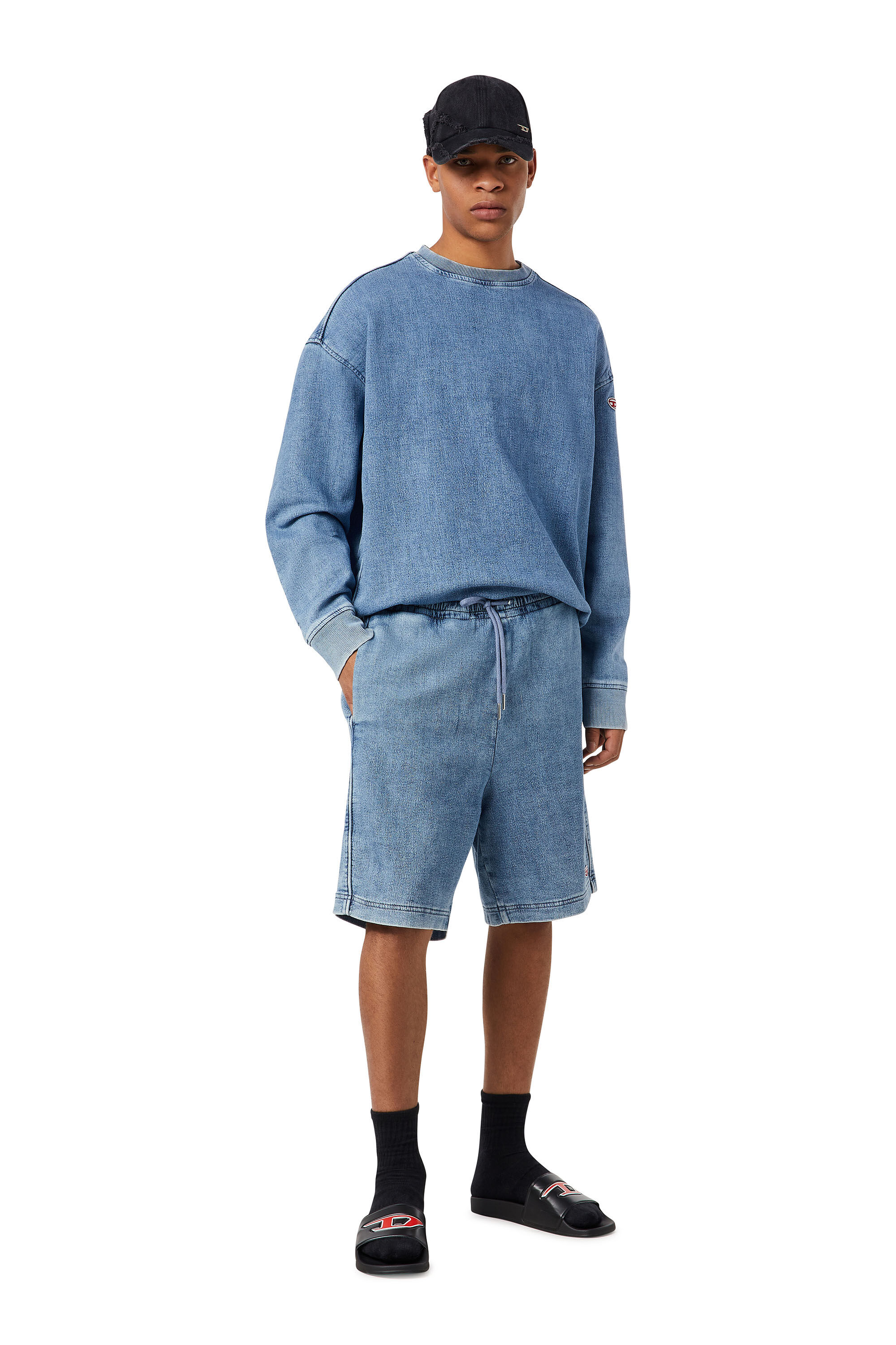 Diesel - D-BOXY TRACK DENIM SHORTS, Light Blue - Image 1