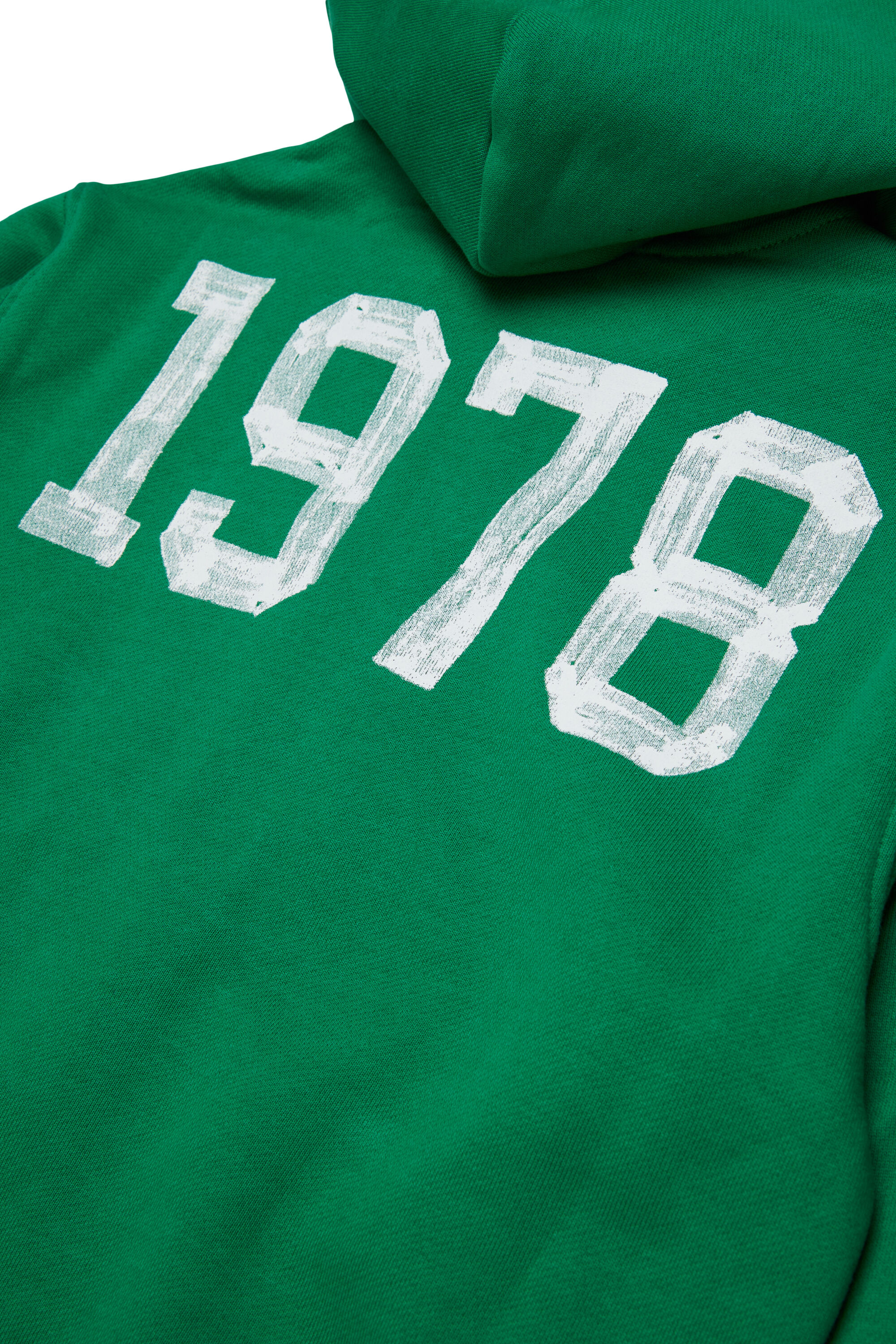 Diesel - SBANDHOOD OVER, Man's Zip-up hoodie with paint-effect logo prints in Green - 4