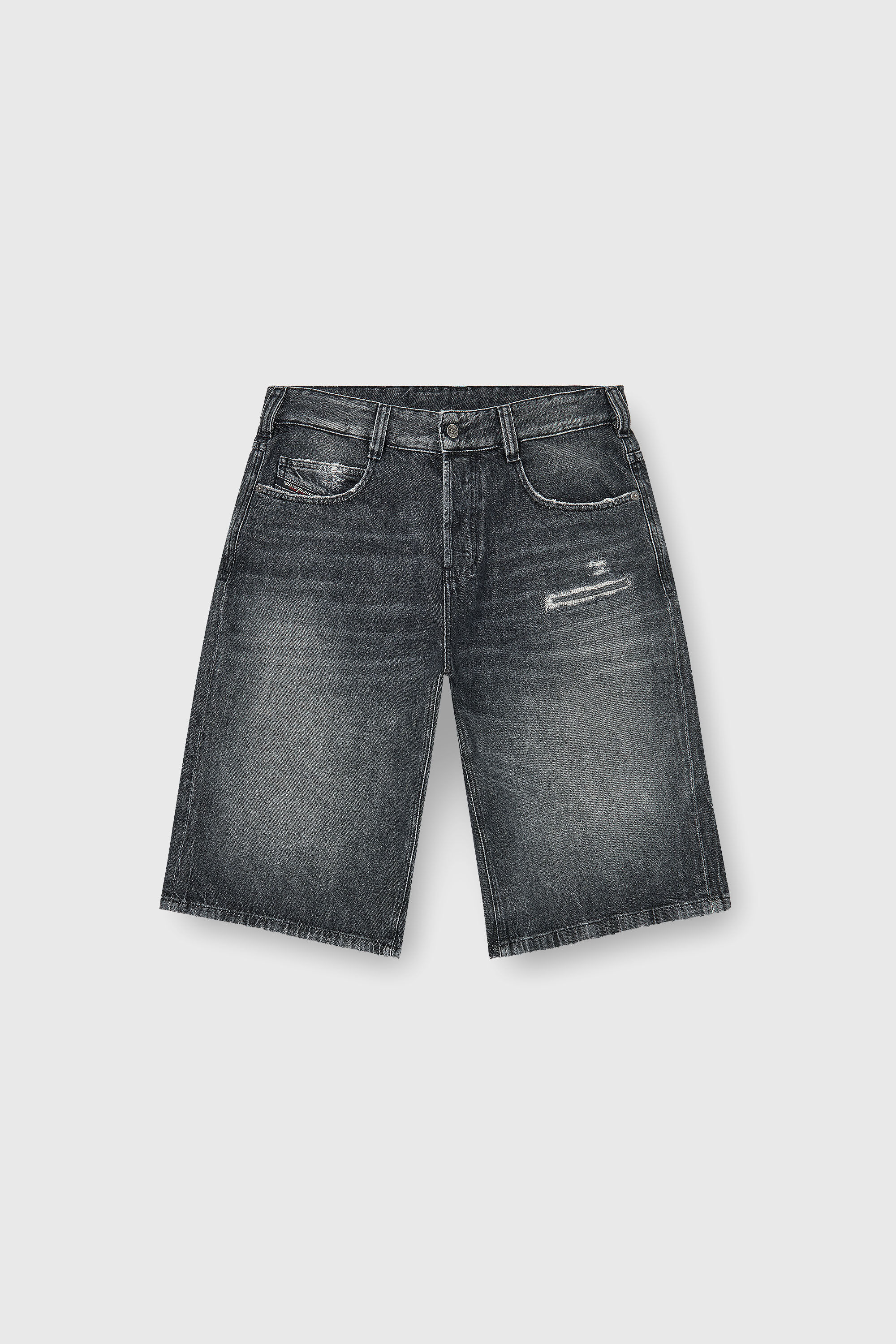 Diesel - D-ENIM-M-SHORT, Unisex's Denim relaxed shorts with abrasions in Dark grey - 2