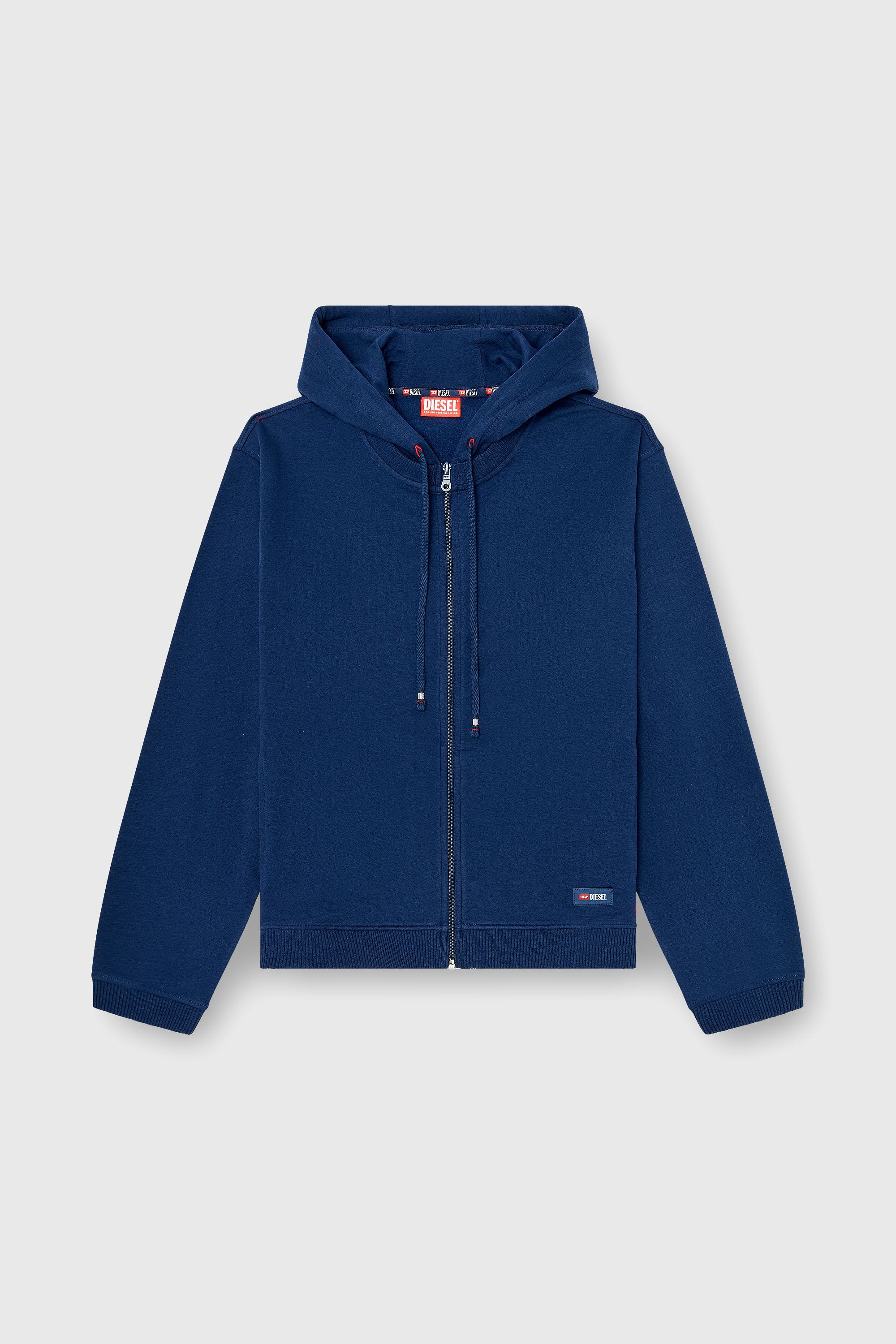 Diesel - JOY-D-CORE, Man's Hoodie in peached cotton blend in Blue - 2