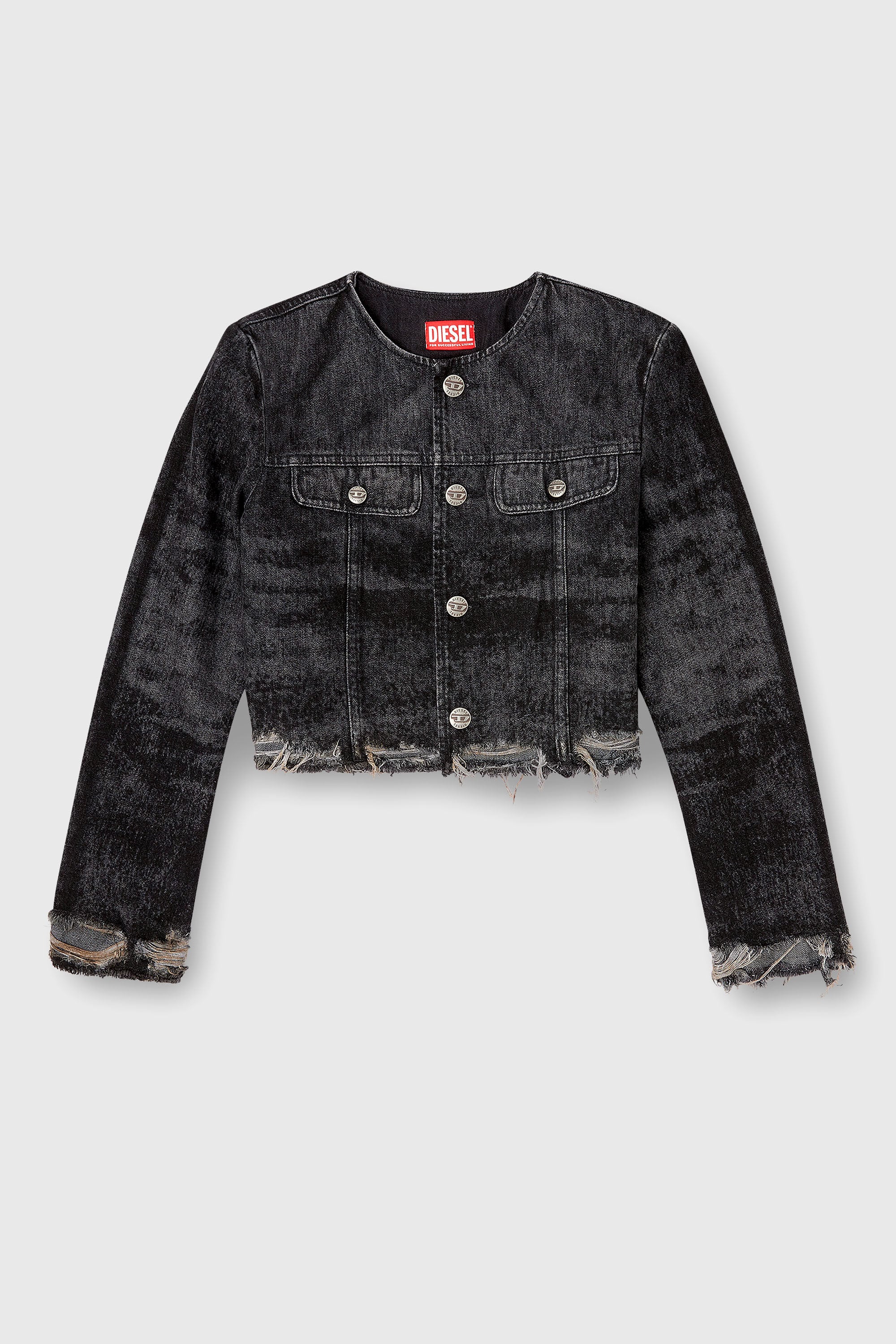 Diesel - DE-GRAFFY-FSH, Woman's Jacket in lasered cotton-hemp denim in Black - 2