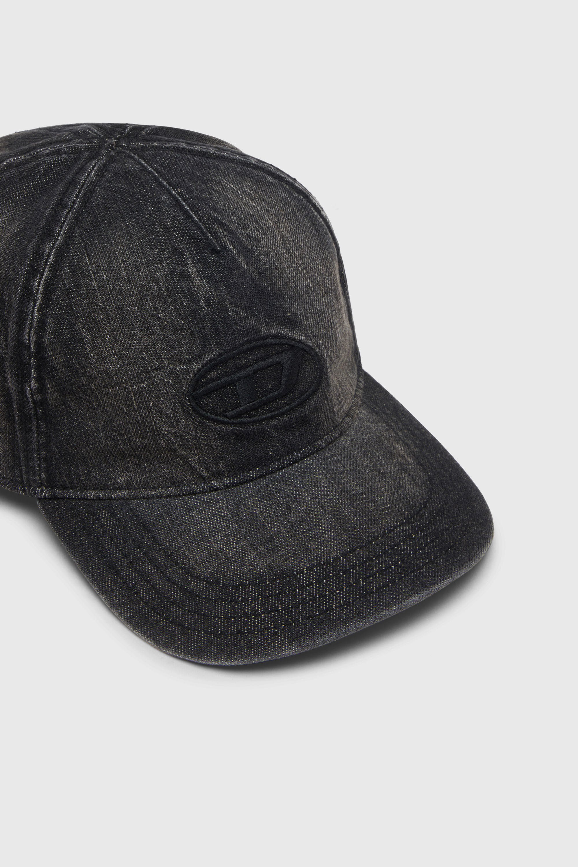 Diesel - C-ENIC, Man's Denim cap with frayed details and embroidered logo in Black Jeans - 3