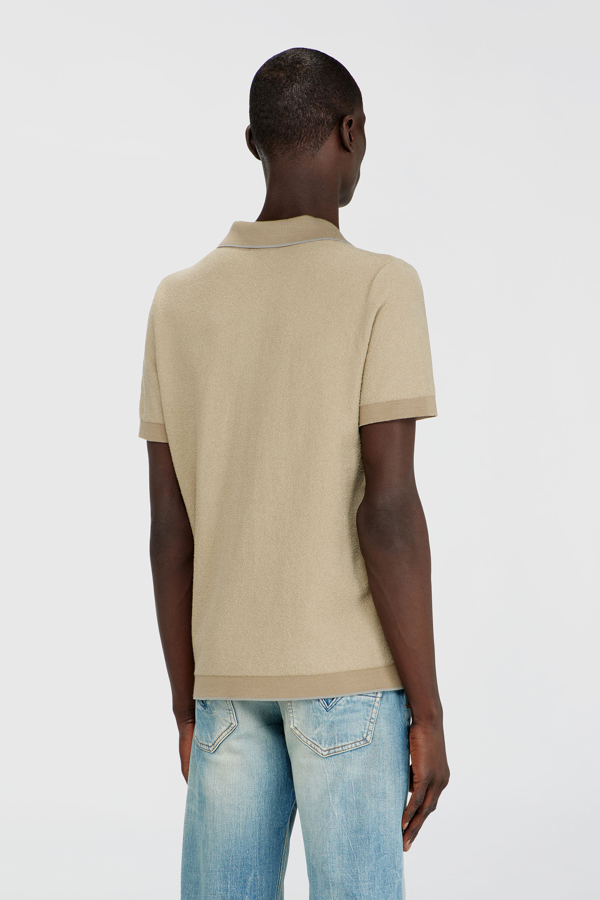 Diesel - K-RAILES, Man's Boucl&eacute;-knit polo shirt with Phoenix logo in Beige - 4