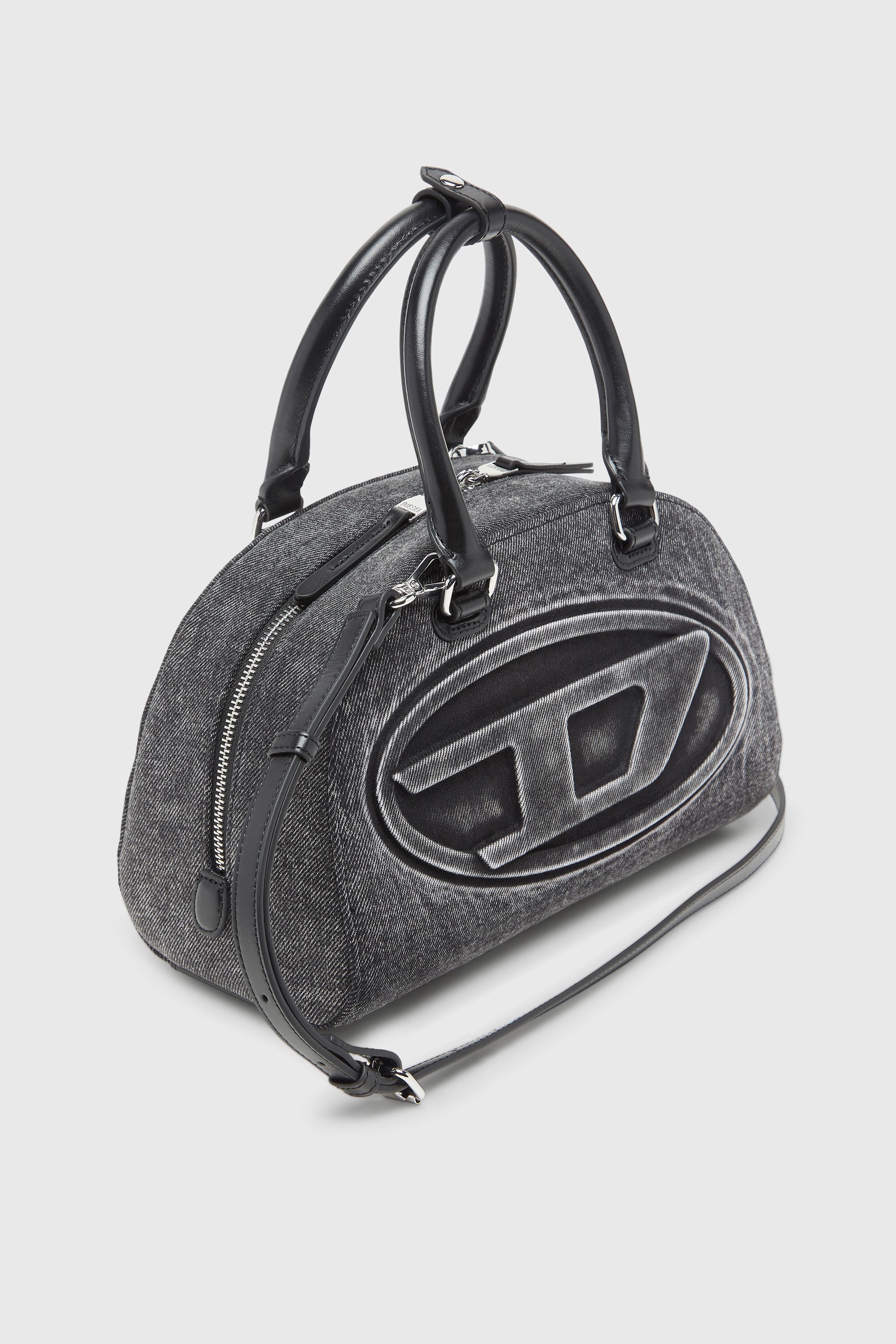 Diesel - 1DR DOME TOP HANDLE, Woman's 1DR Dome-Bowling bag in washed denim in Grey - 6