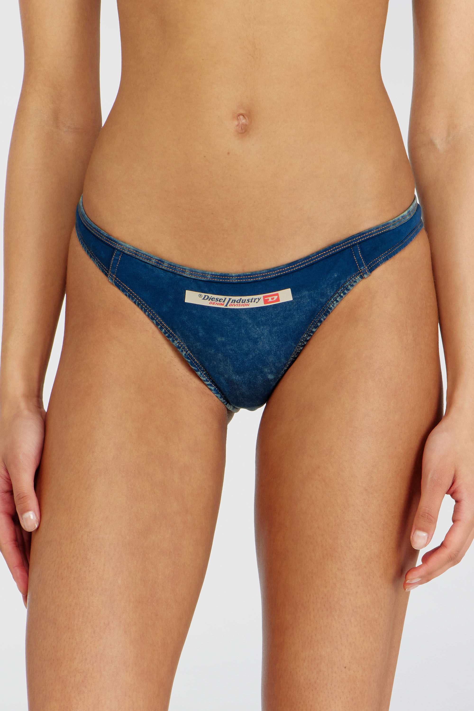 Diesel - AILEEN-DNM, Woman's Cotton Brazilian briefs with denim effect in Blue - 3