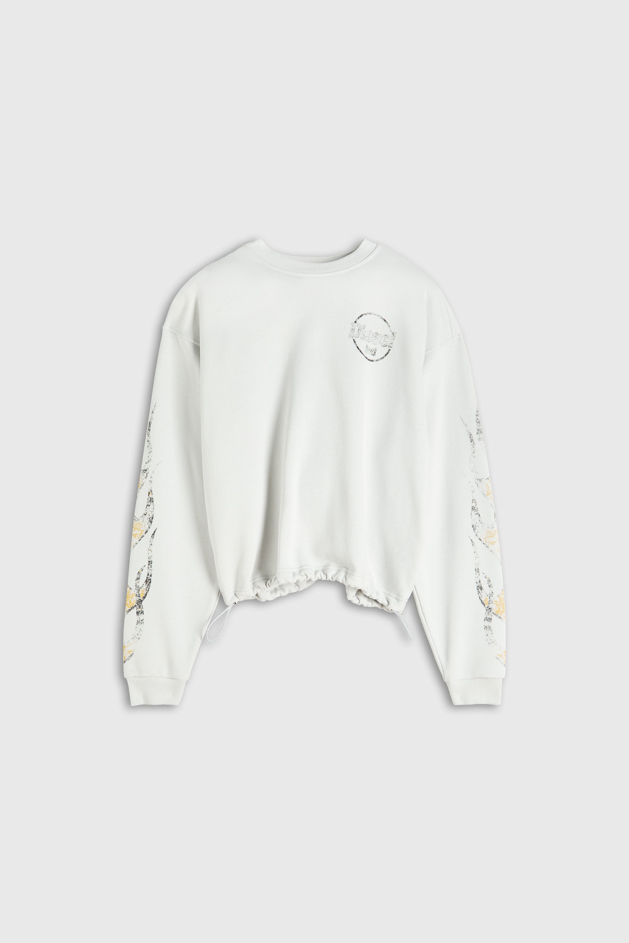 Diesel - F-CREWY-B3, Woman's Drawstring-hem sweatshirt with crack print in White - 2