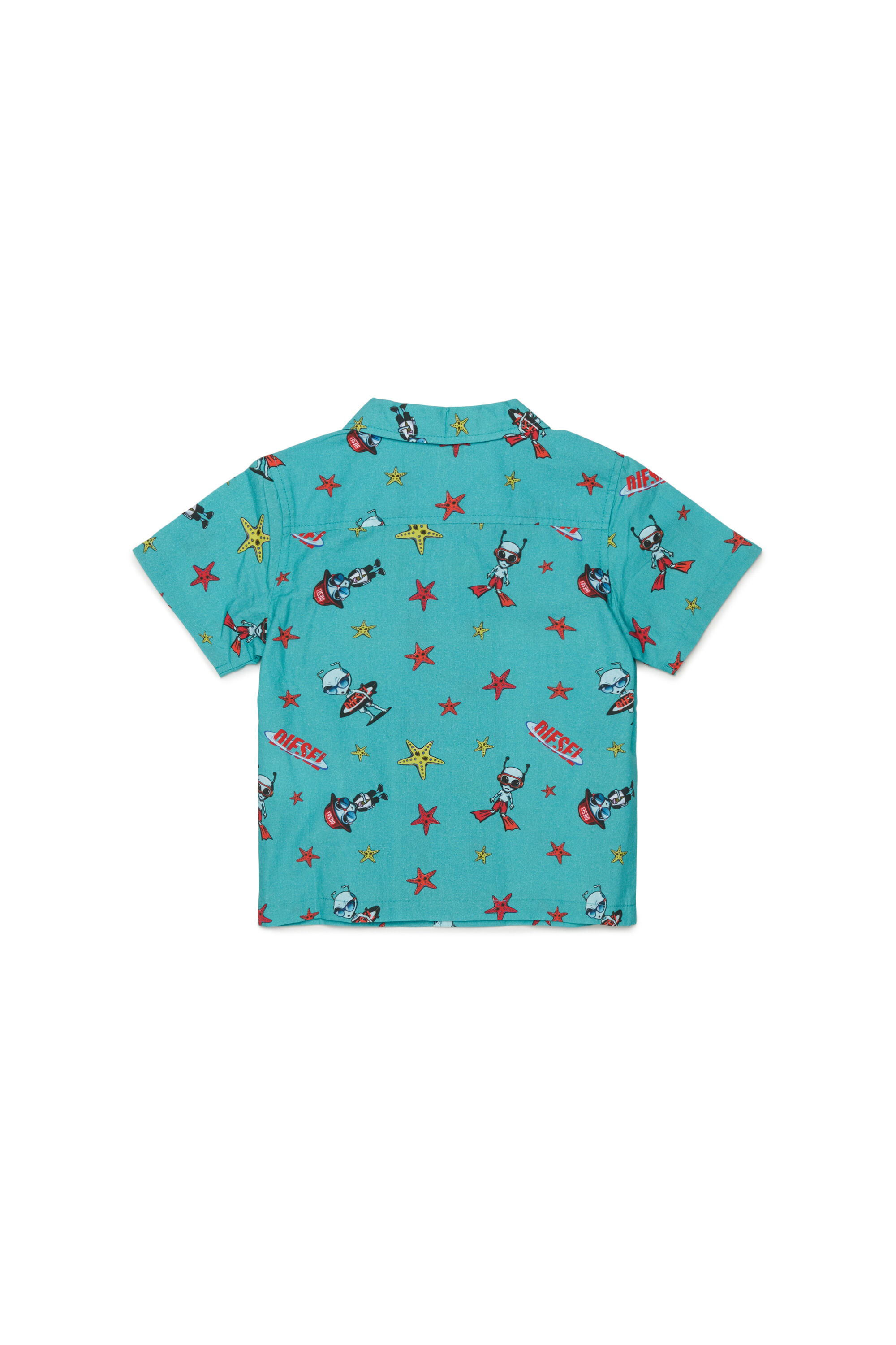 Diesel - MCALYB, Man's Cotton shirt with all-over prints in Water Green - 2