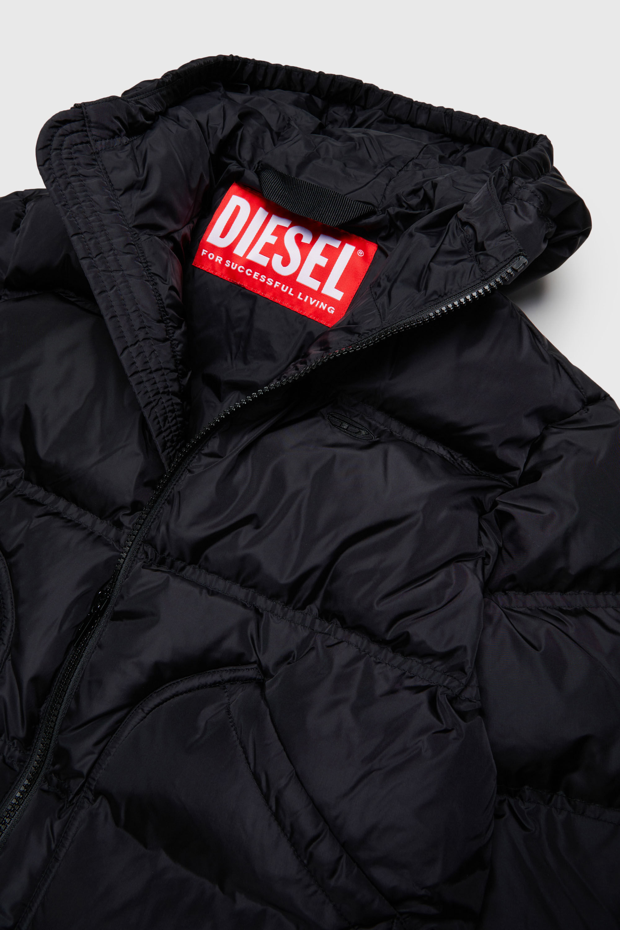 Diesel - JRIVONLONG, Unisex's Puffer coat with oversized pockets in Black - 3