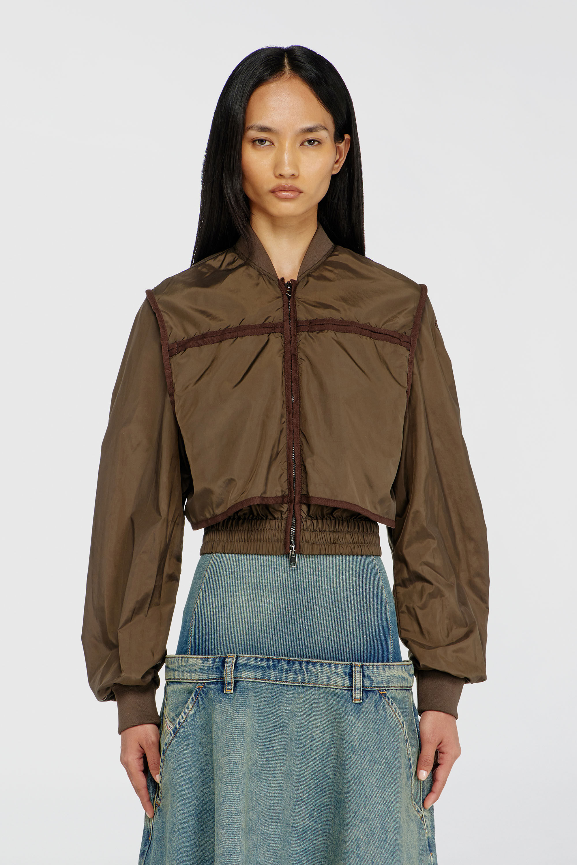 Diesel - G-OTHAM, Woman's Nylon jacket with tonal taping in Brown - 5