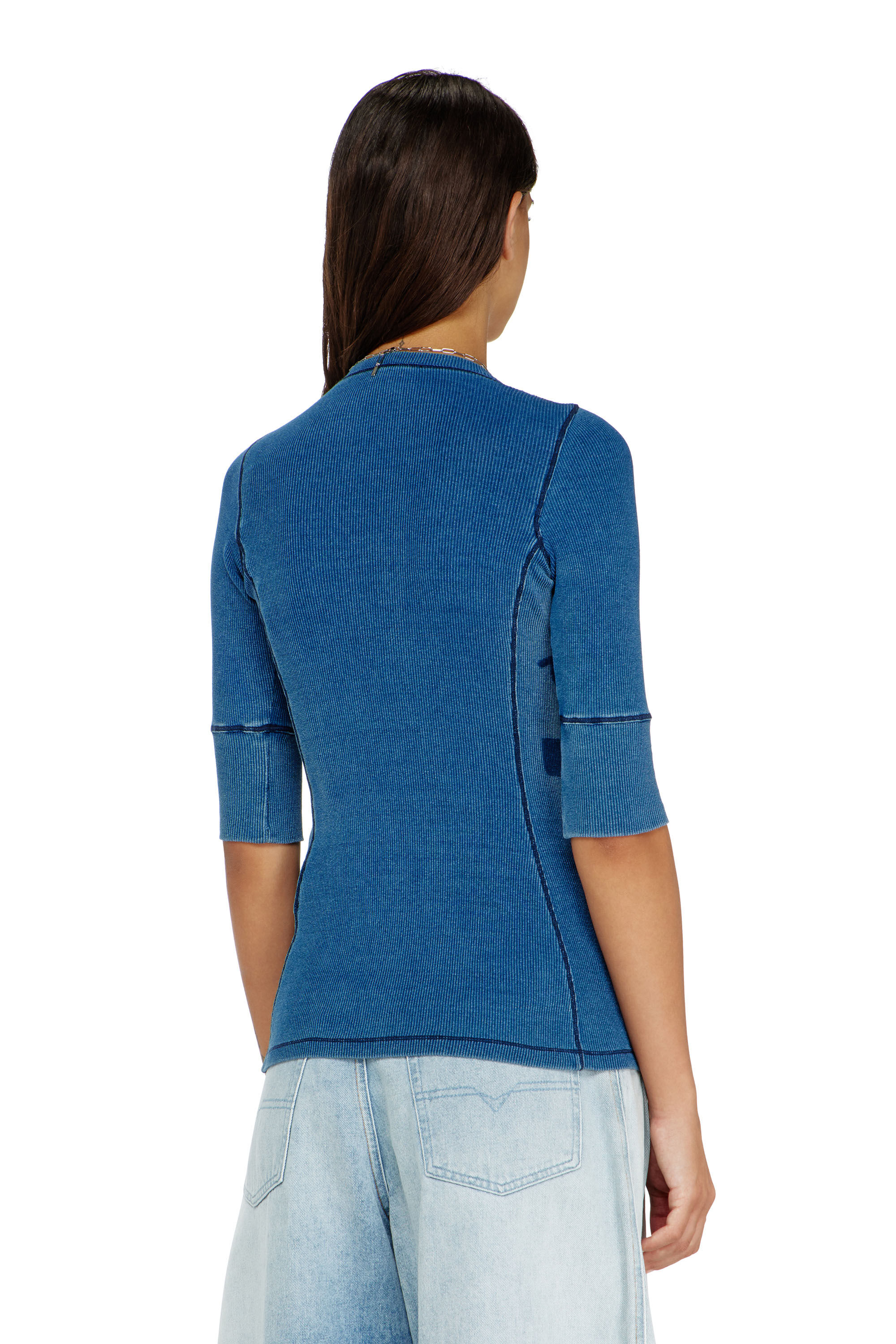 Diesel - T-EREME, Woman's Henley top with shadow-patch effects in null - 4