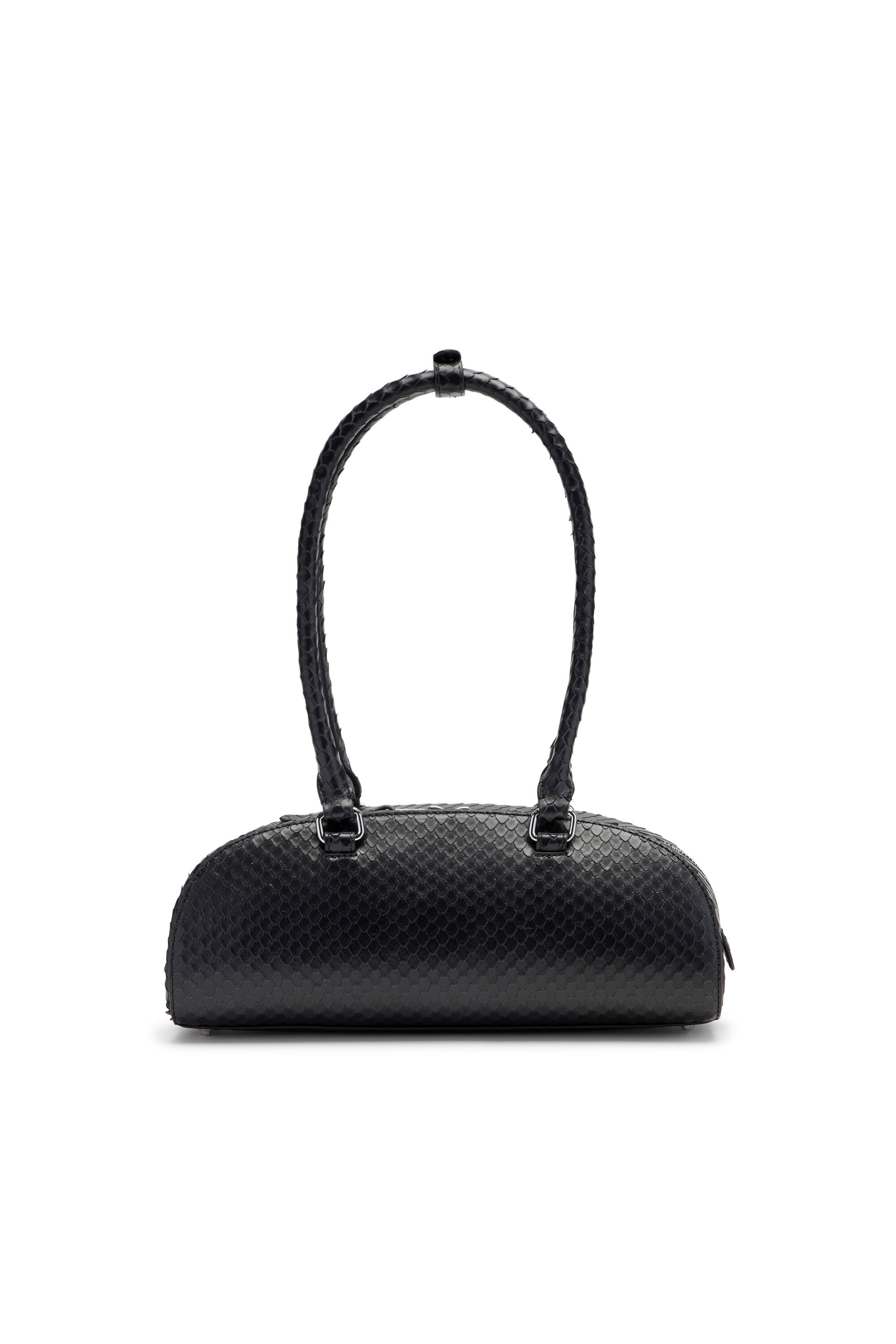 Diesel - 1DR DOME SHOULDER EW, Woman's 1DR Dome-Elongated bowling bag in textured leather in Black - 3