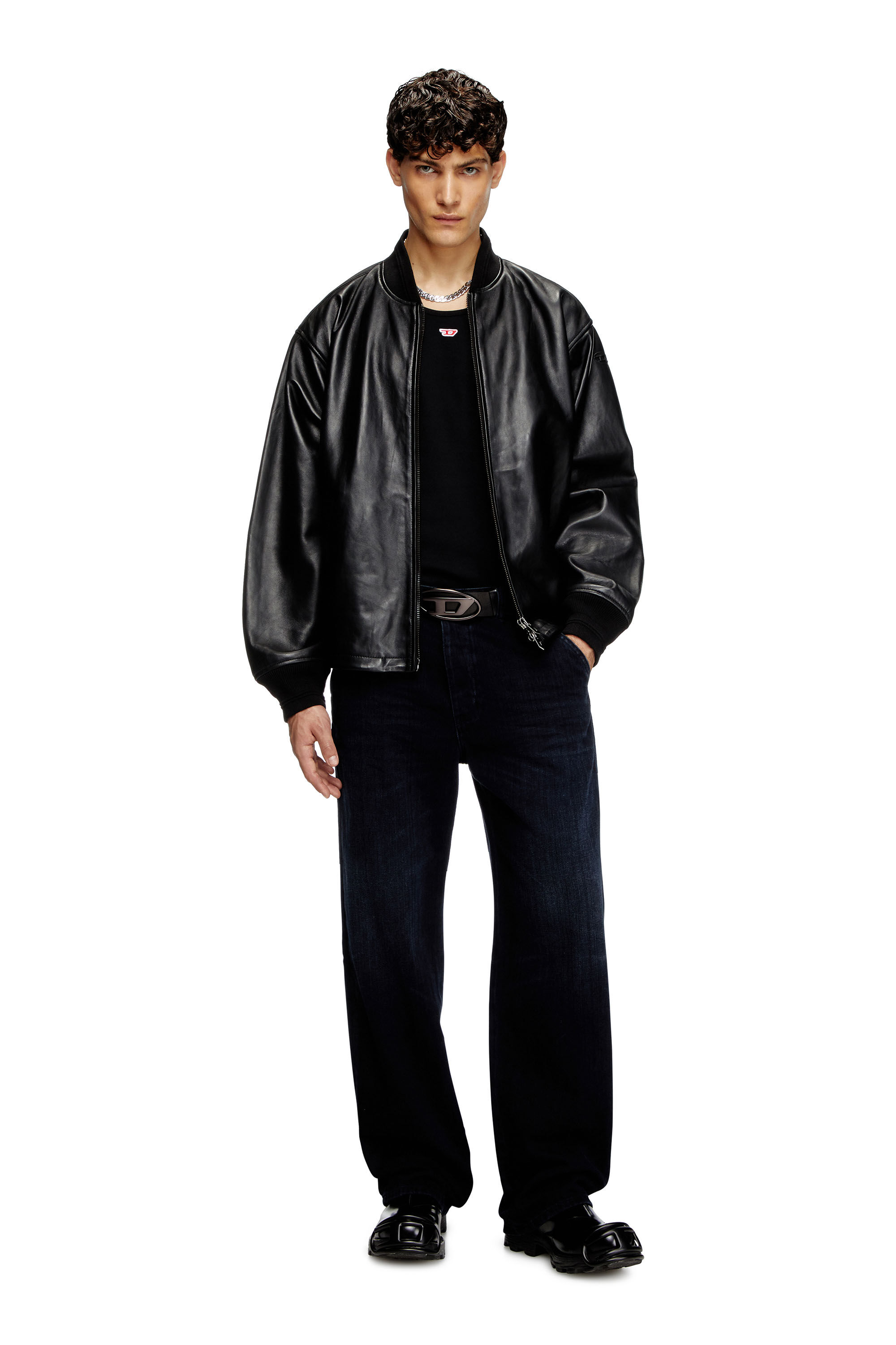 グ*ン様 Diesel leather Jacket Men's Waxed-leather bomber jacket | Black | Diesel