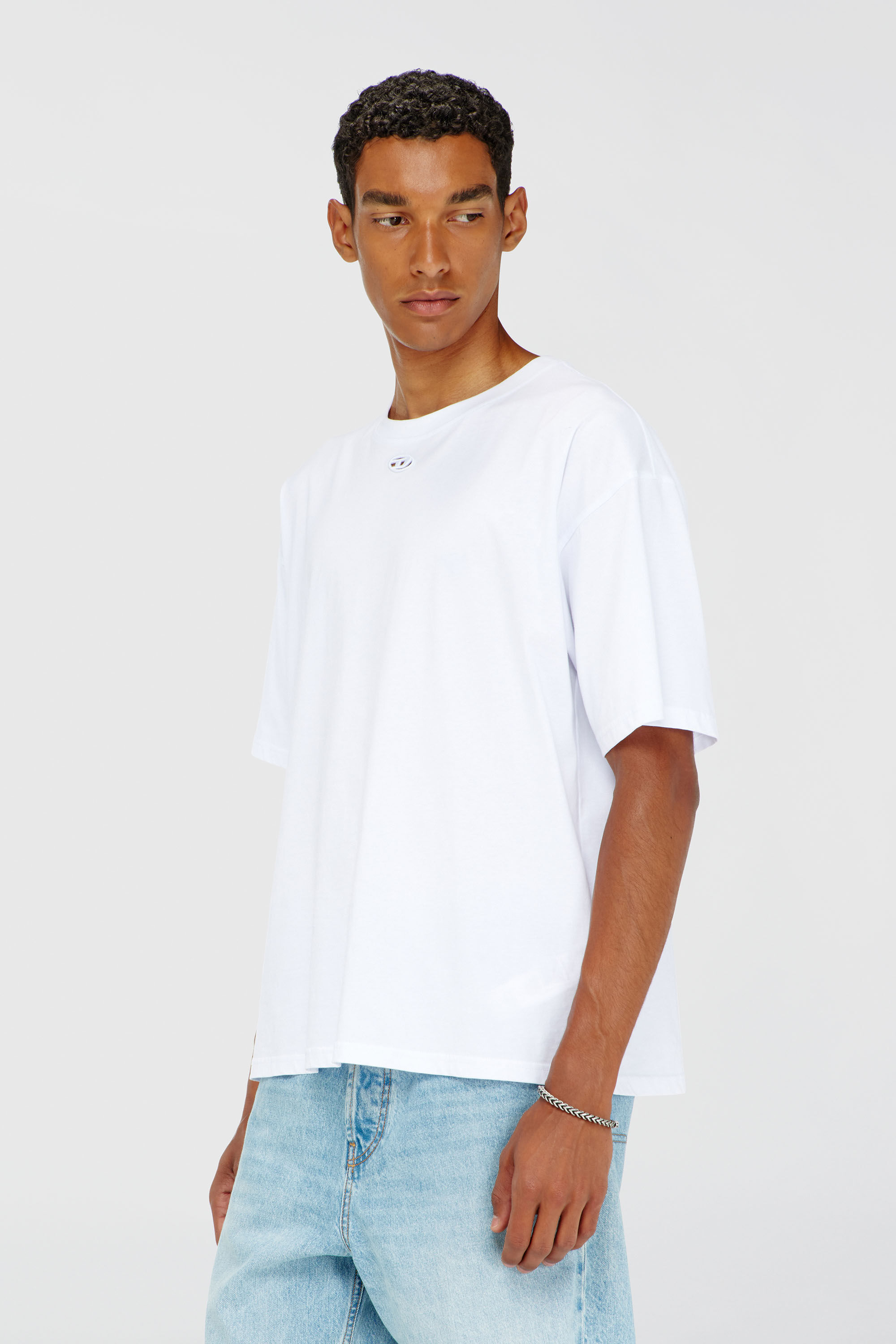 Diesel - T-BOXT-DCO, Man's Relaxed cotton T-shirt with Oval D embroidery in White - 3