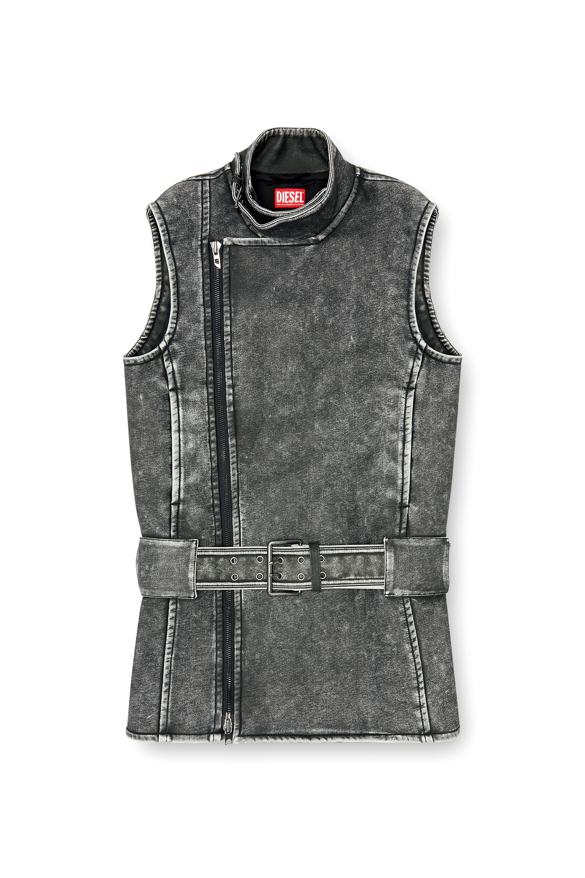 Diesel - D-IKE, Woman's Biker-style mini dress with belt in null - 2
