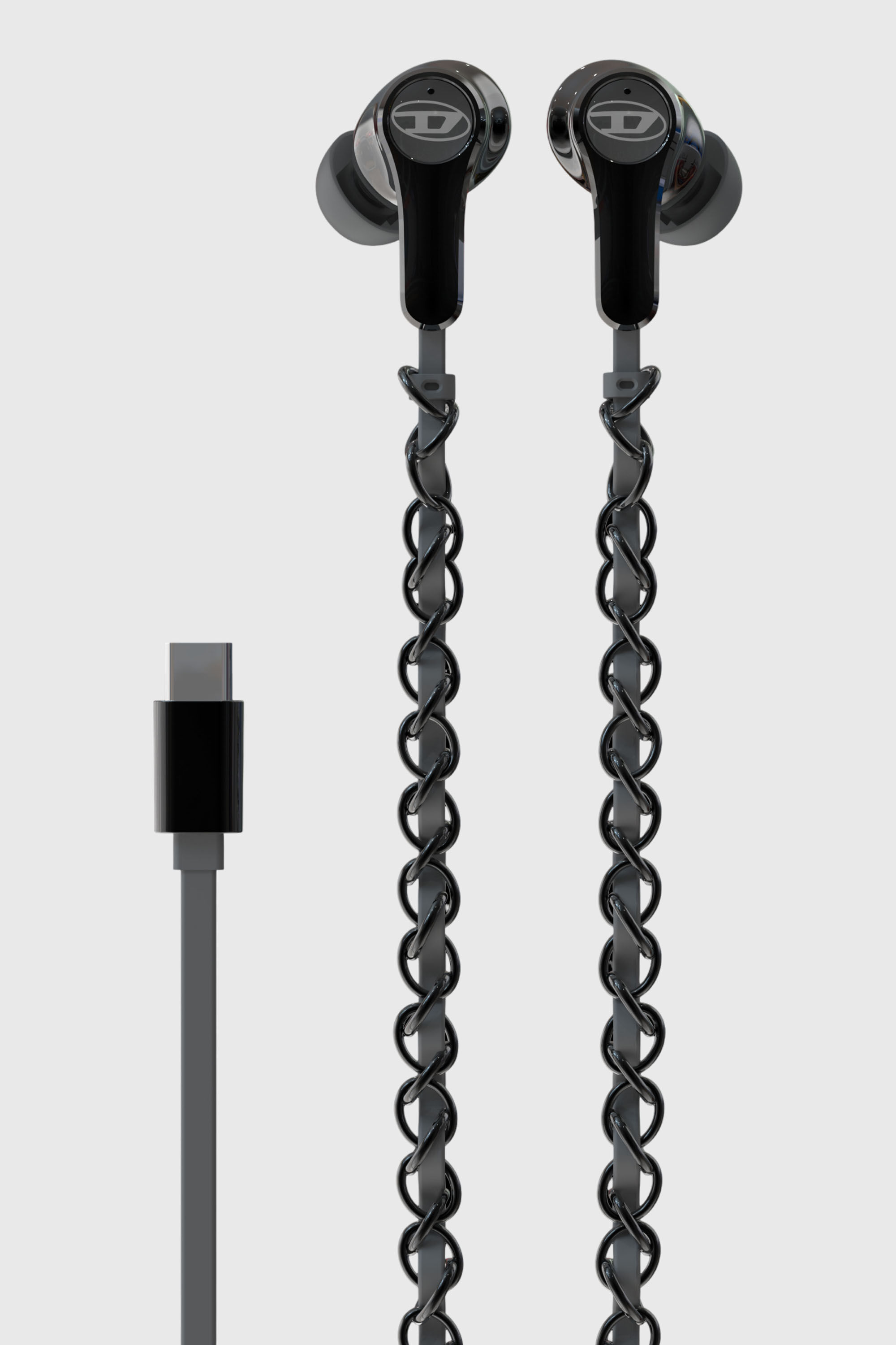 Diesel - 60686 WIRED EARBUDS WIRED EARBUDS, Unisex's Black wired earbuds and charms in Black - 2