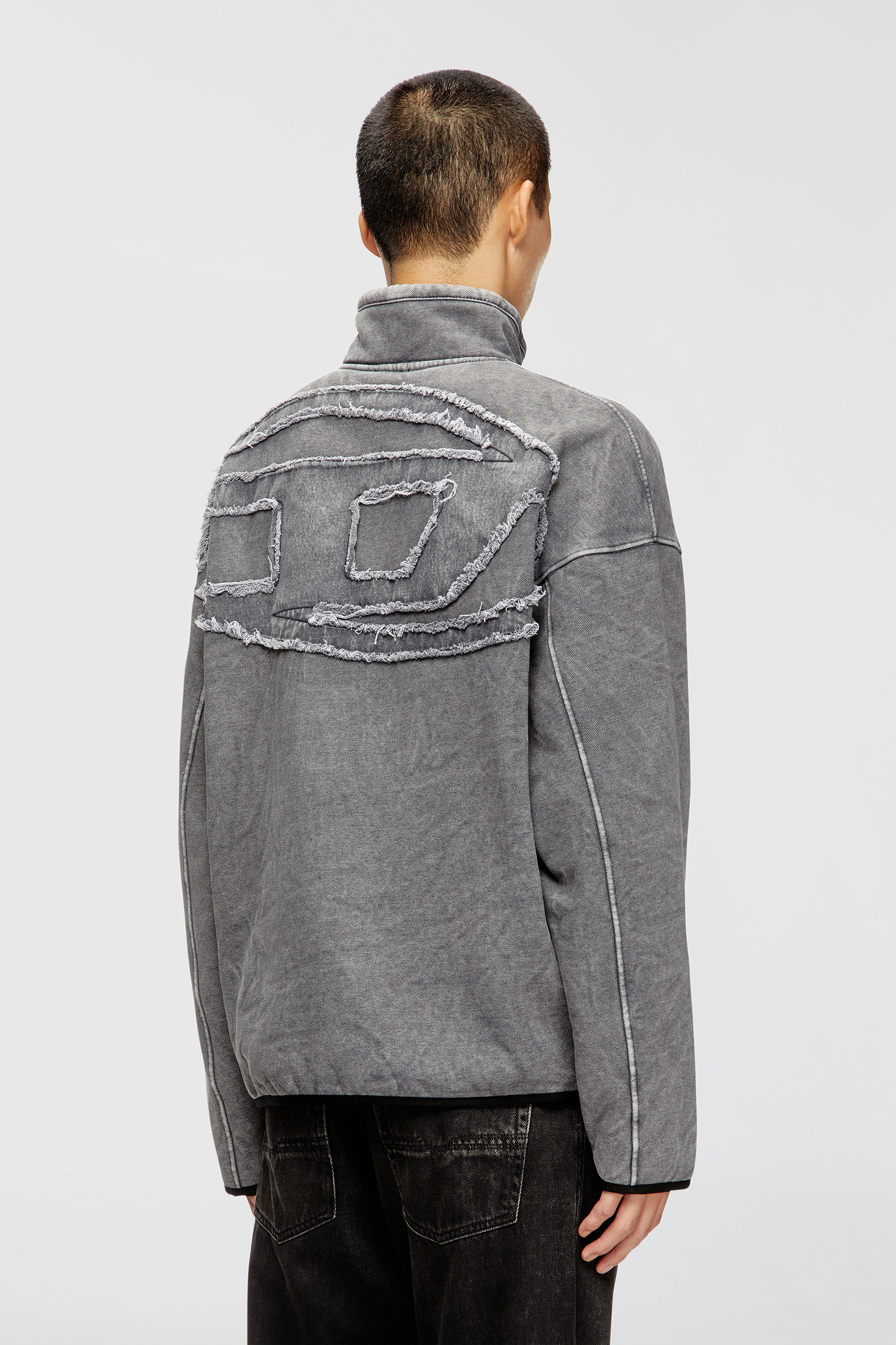 Diesel - S-BATY-NEW, Man's Zip-up sweatshirt with inner lining in Grey - 4