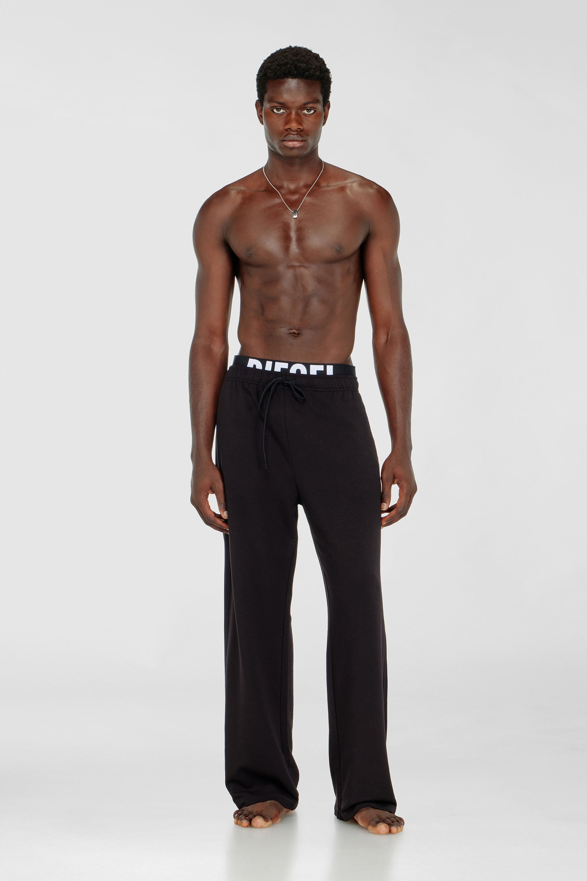 Diesel - BRADLEY-D-POP, Man's Cotton sweatpants with Diesel logo waistband in Black - 3