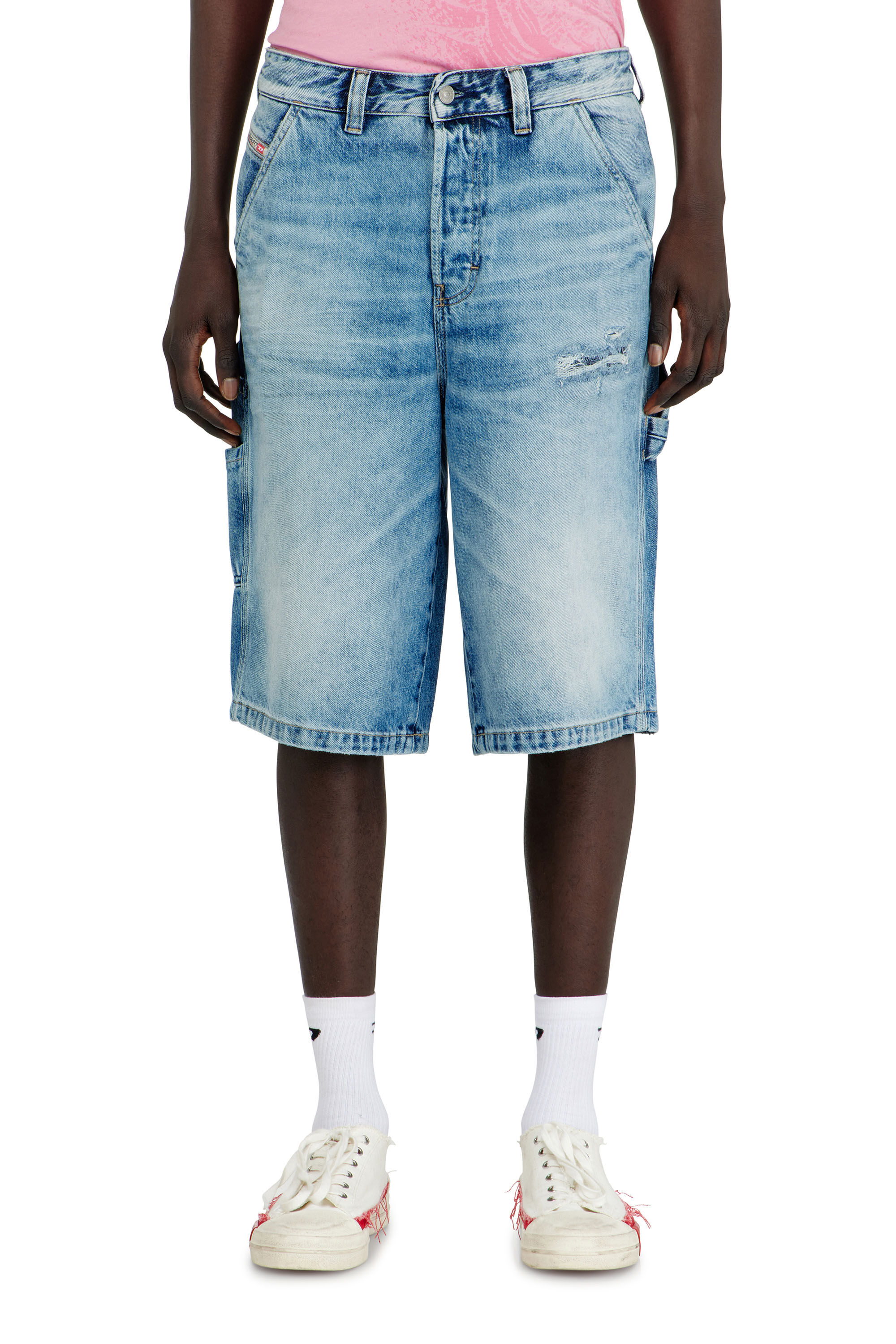 Diesel - D-LIVERY-W-SHORT, Man's Relaxed shorts in fluid denim with abrasions in null - 3