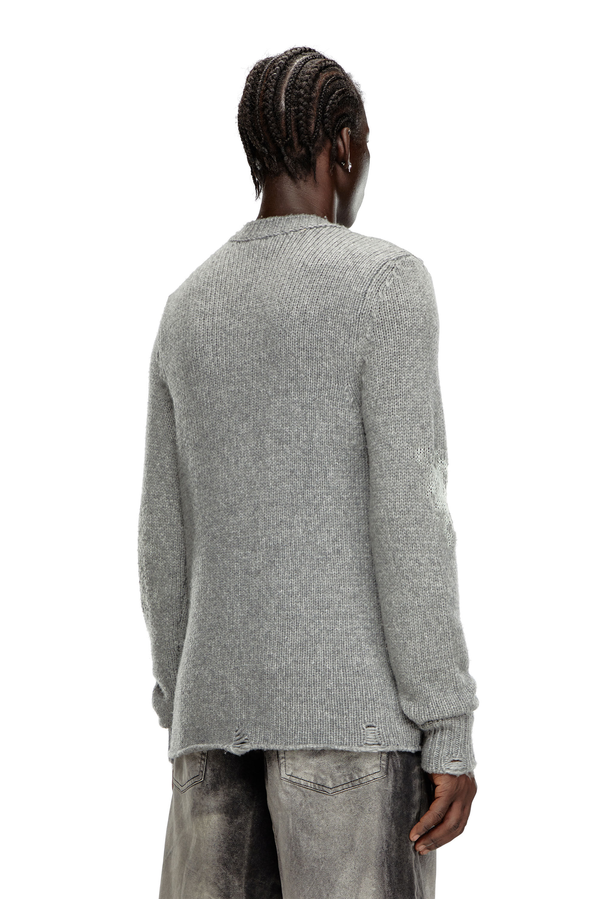 Diesel - K-NORMAN, Man's Distressed jumper in wool blend in Grey - 4