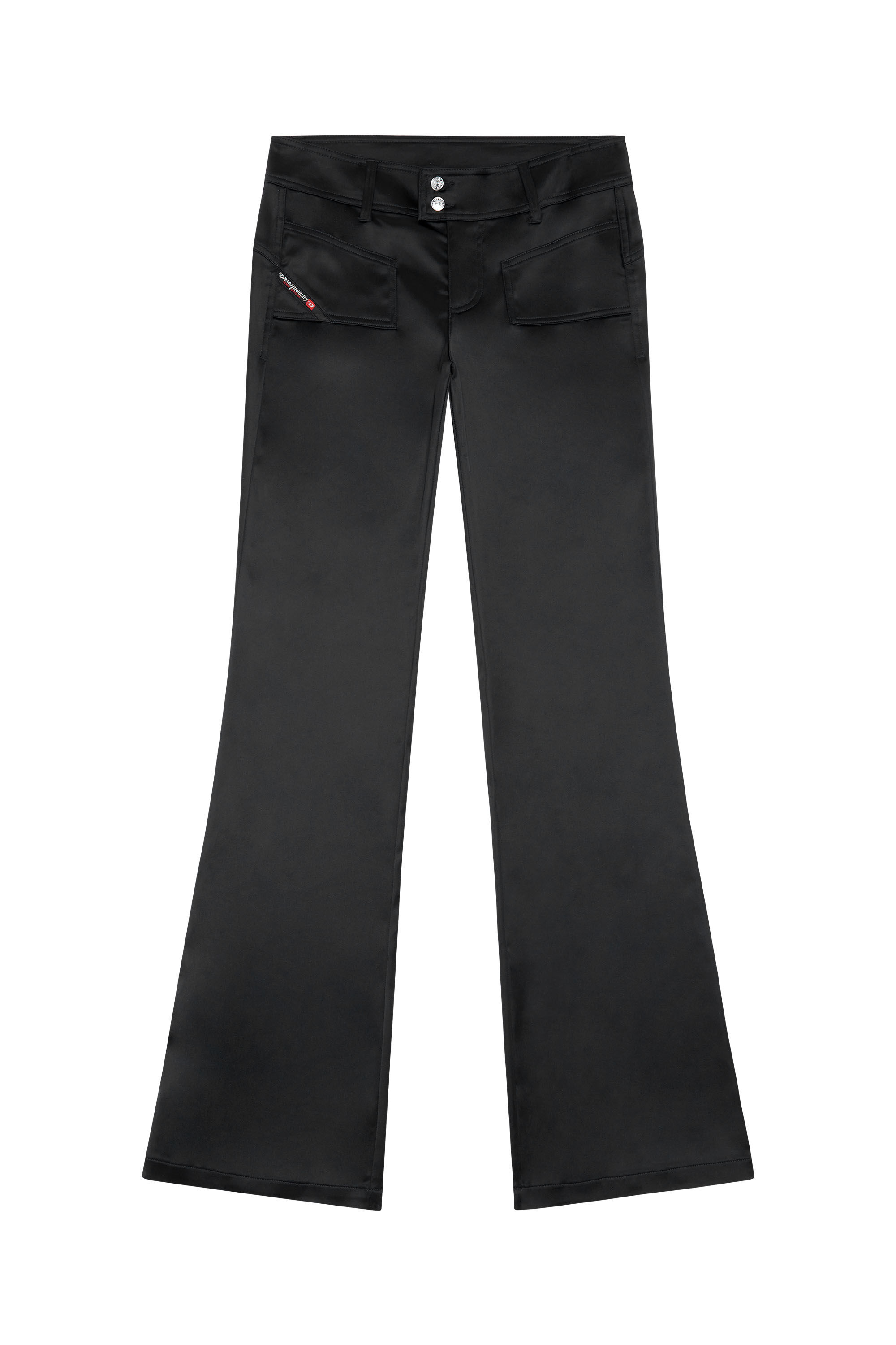 Women's Flared pants in shiny stretch satin | Black | Diesel