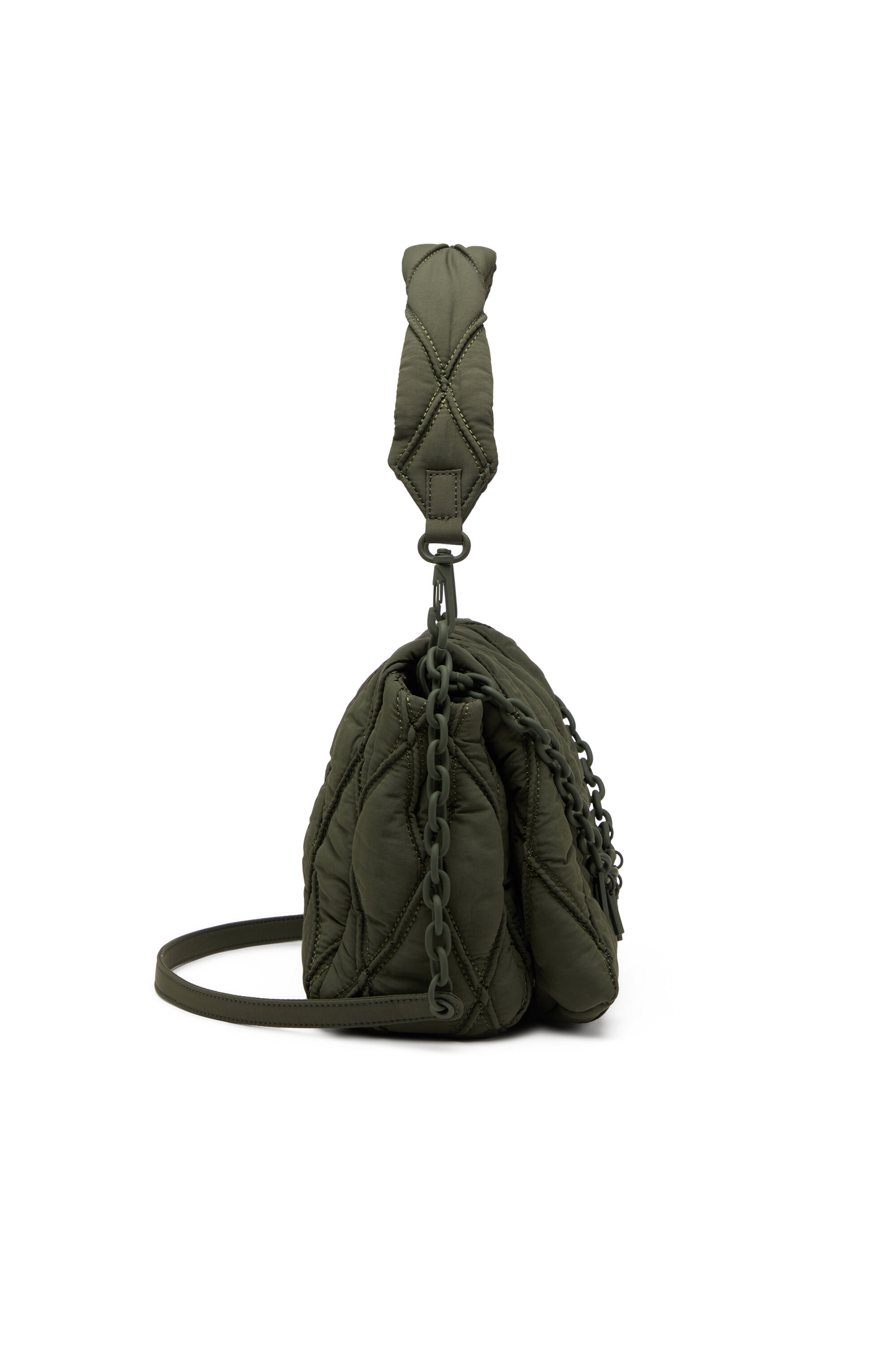 Women's Charm-D M-Shoulder bag in quilted nylon | Green | Diesel