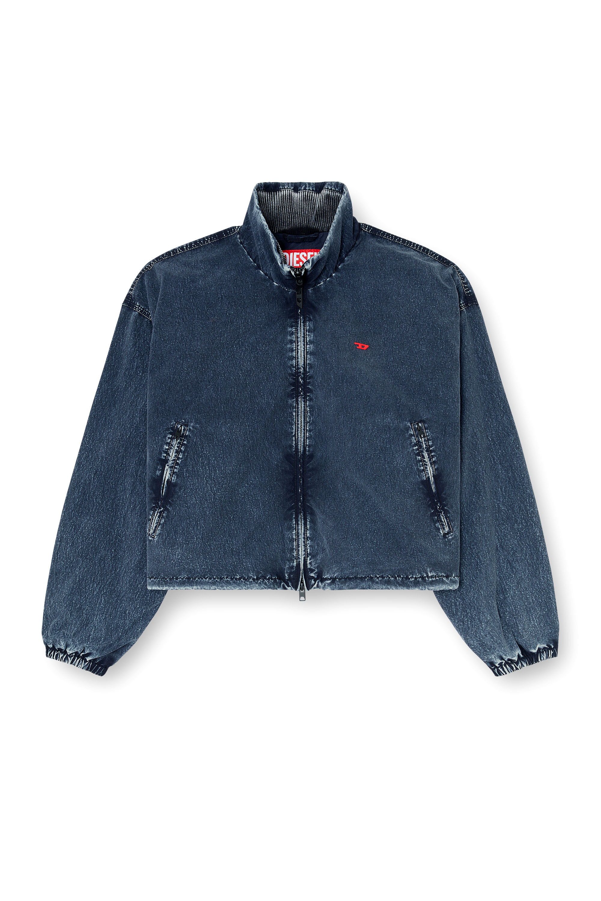 Diesel - G-LEAMER, Woman's Windbreaker jacket in acid-wash Taslan in Dark Blue - 2