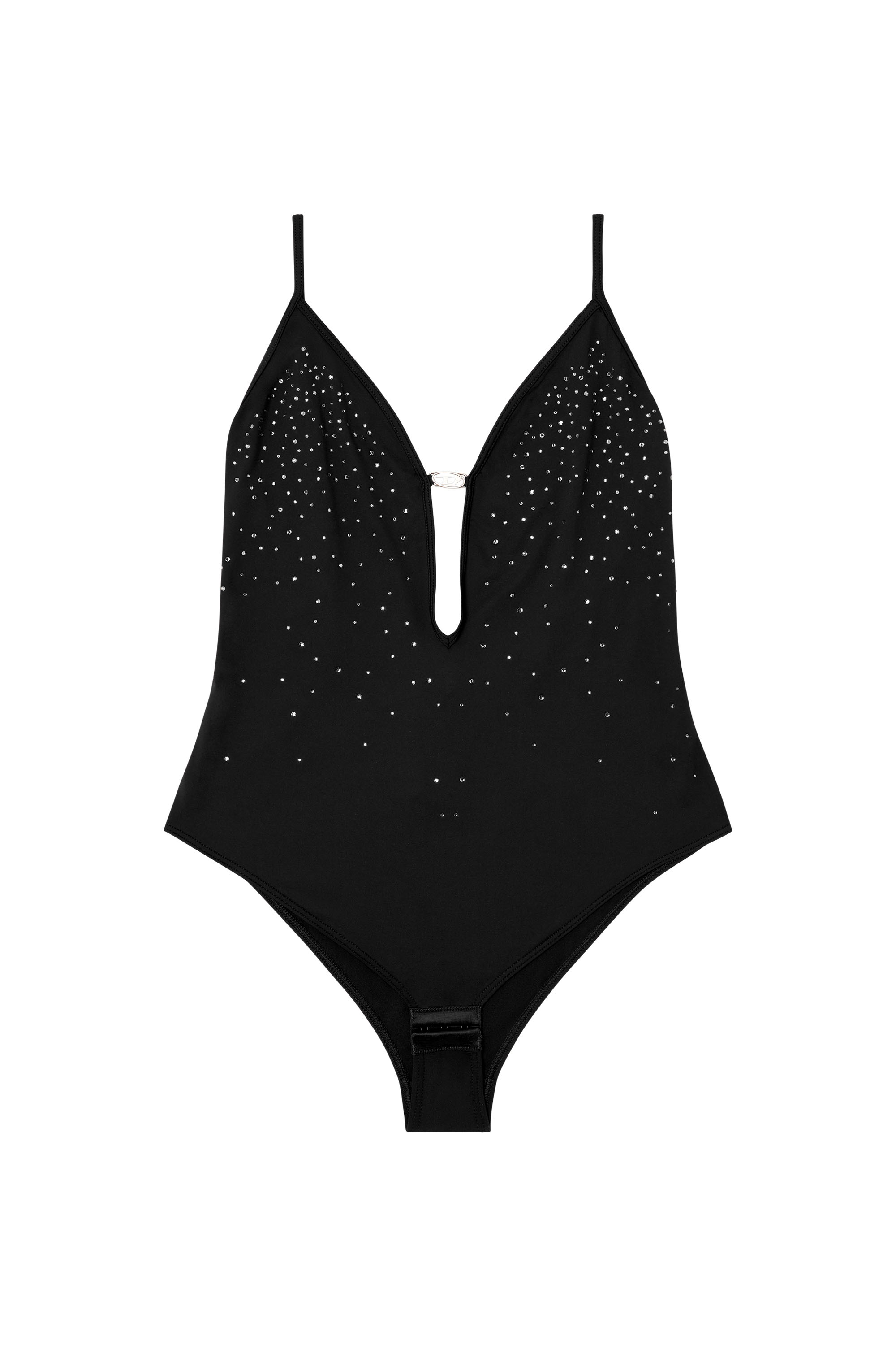 UFBY-OVAL-D-BODYSUIT, Black Diesel - UFBY-OVAL-D-BODYSUIT, Woman's Microfibre bodysuit with crystals in Black - 2