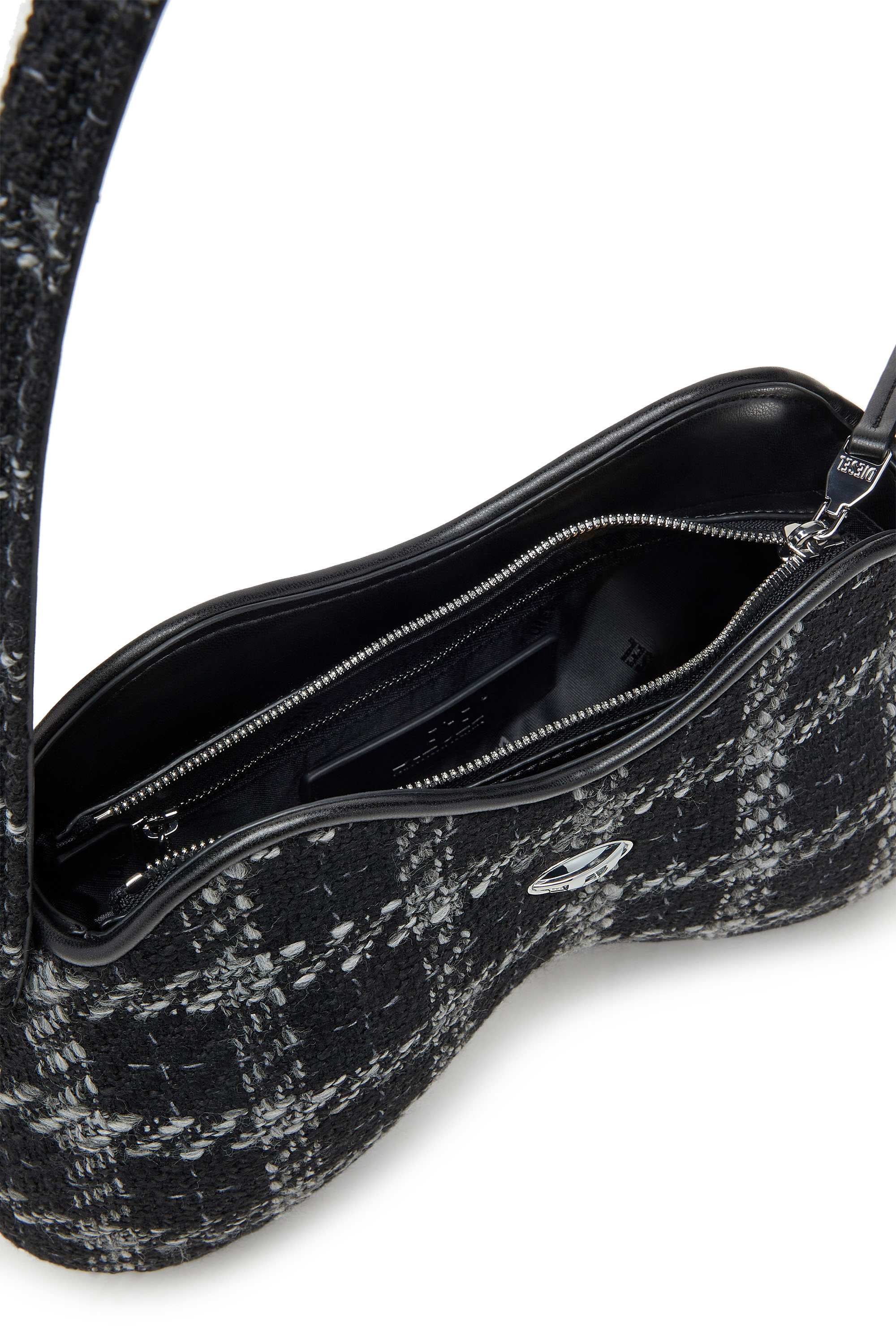 DOUBLE-D SHOULDER, Black Diesel - DOUBLE-D SHOULDER, Woman's Double-D-Shoulder bag with houndstooth motif in Black - 3
