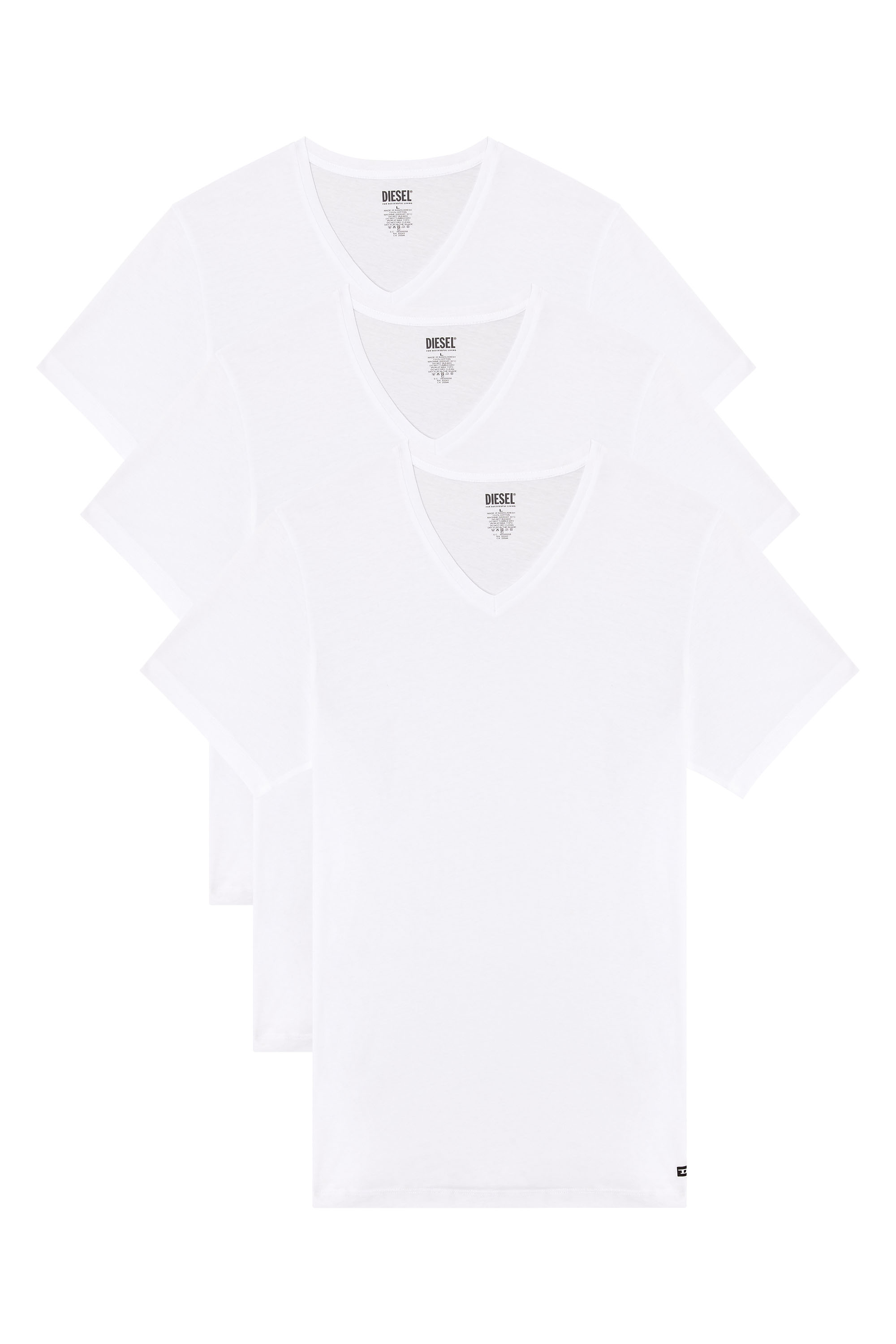 Diesel - MICHAEL-D-BOX-3PACK, Man's Three-pack of V-neck T-shirts in White - 1