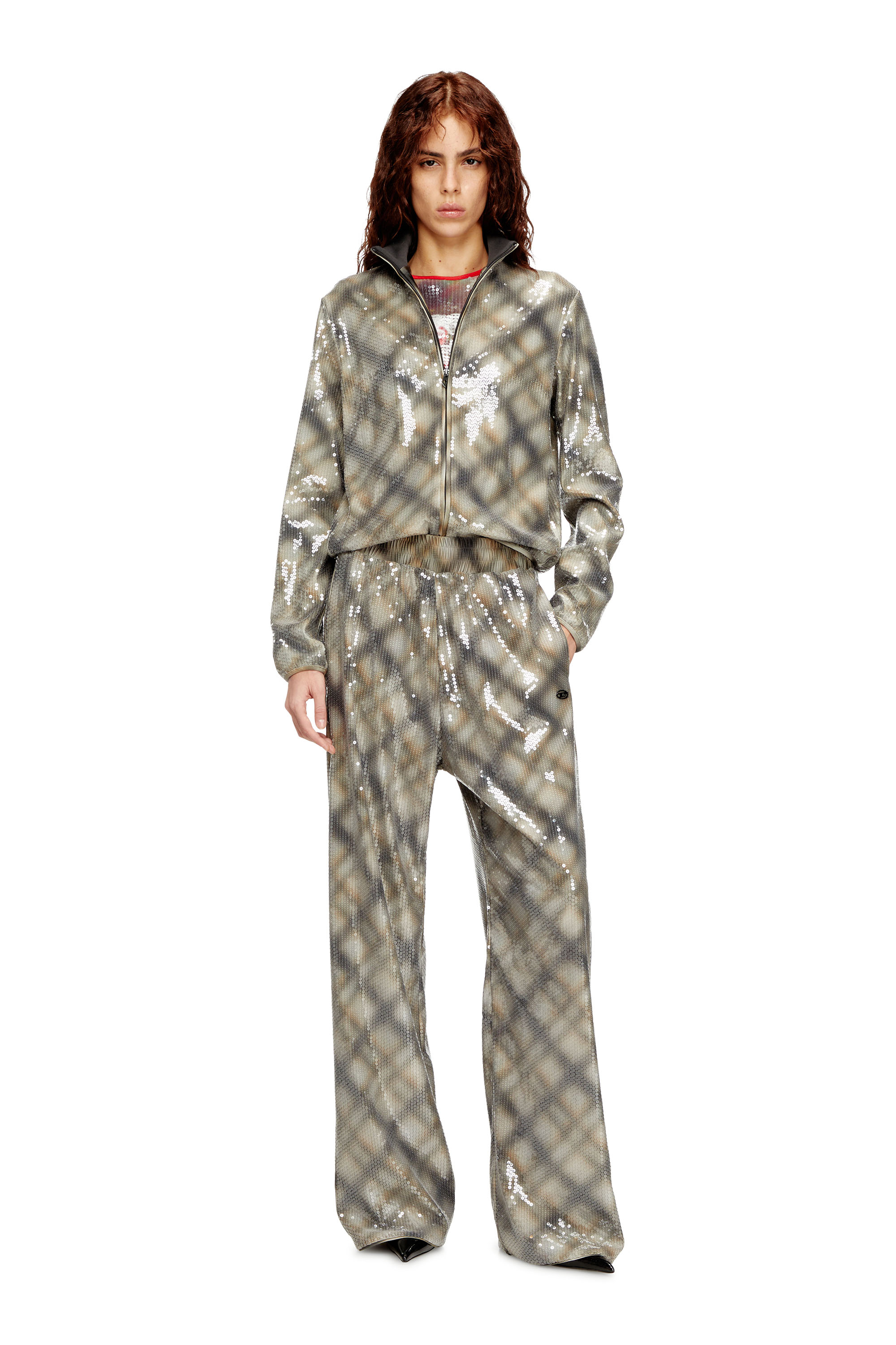 Diesel - P-ERQUEEN, Woman's Sequined pants in with plaid design in null - 1