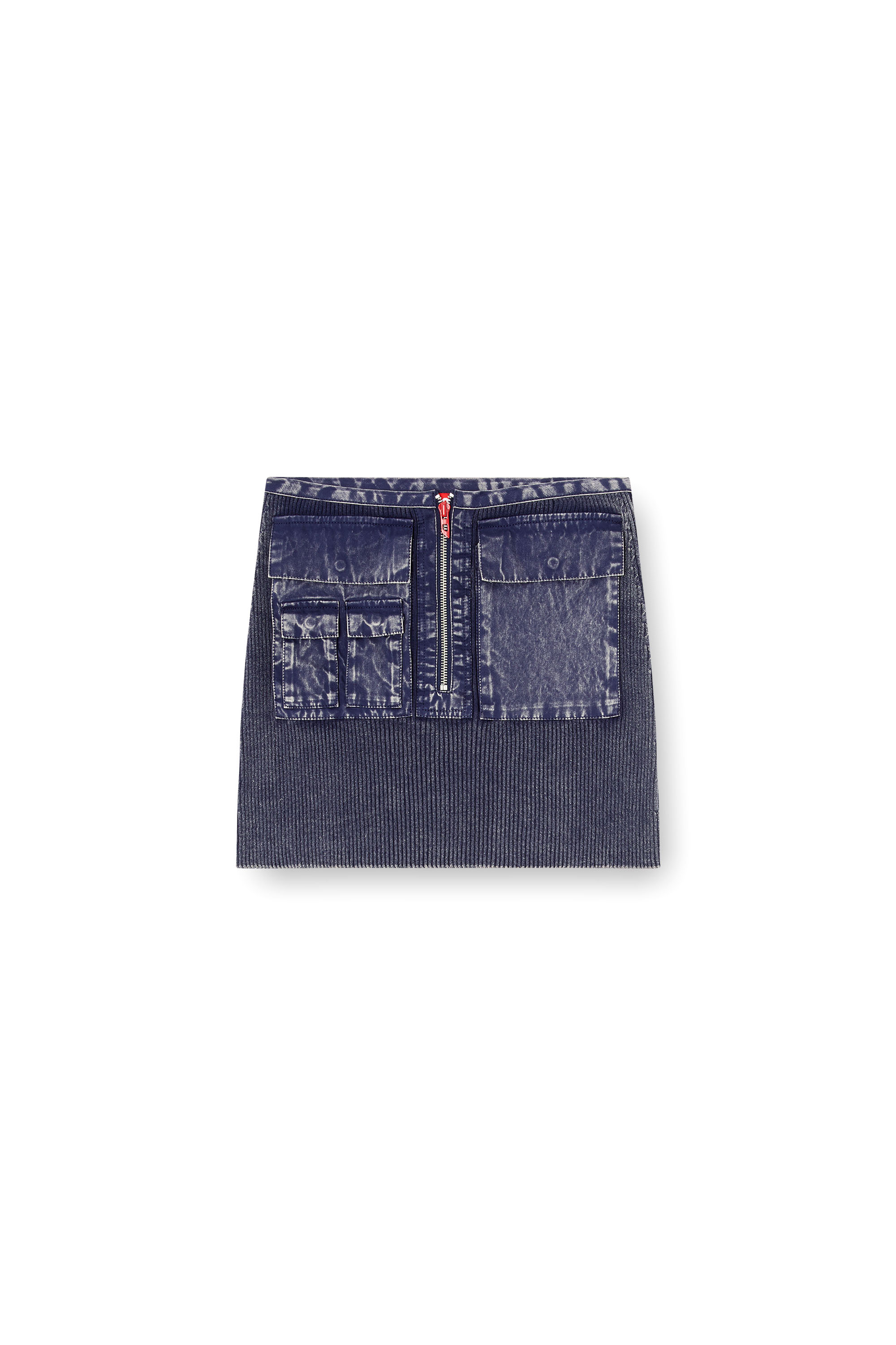 Diesel - M-MERYN-SHORT, Woman's Ribbed mini skirt with denim treatment in Blue - 3