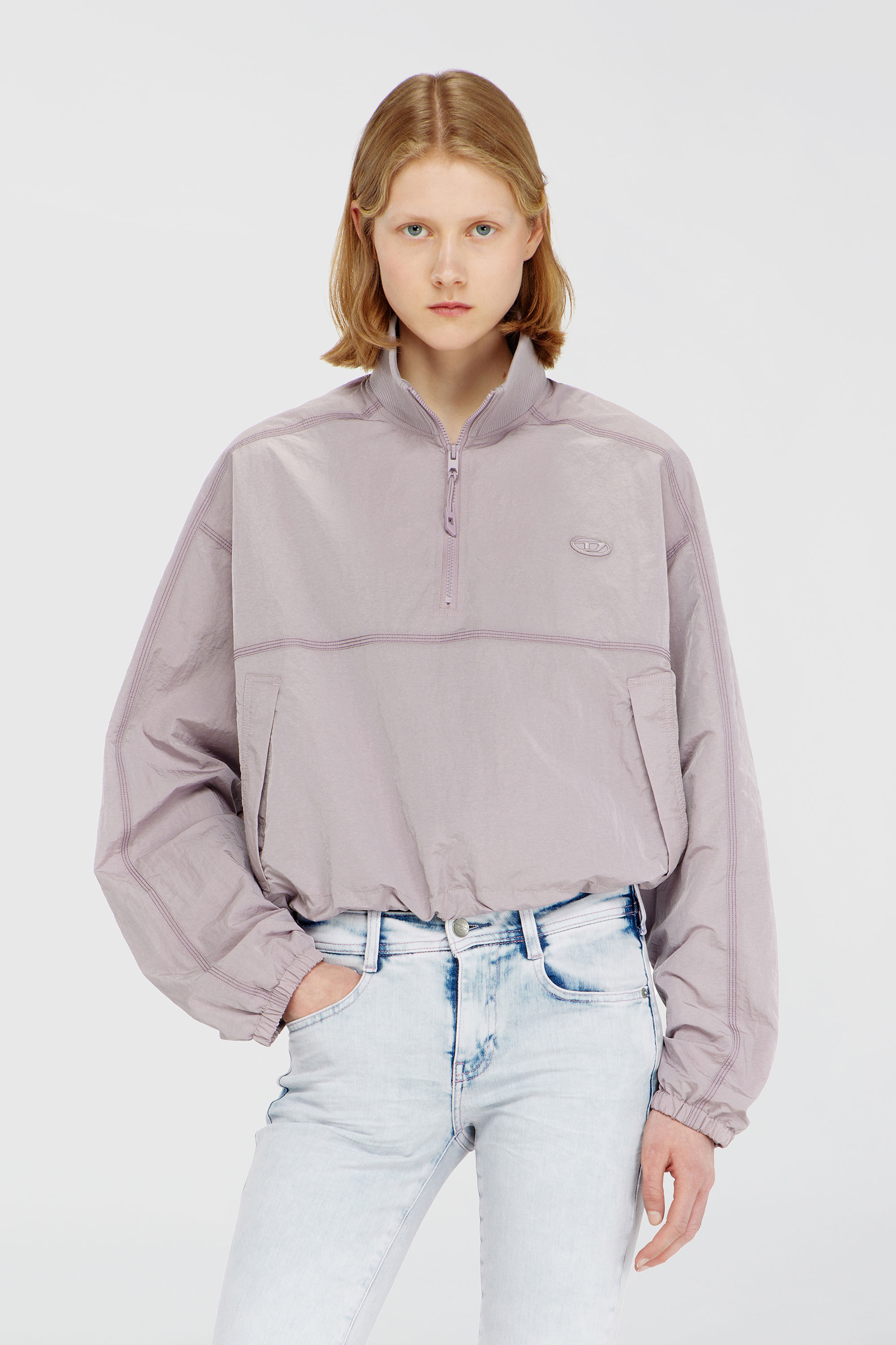 Diesel - G-ANOCK, Woman's Relaxed nylon jacket with mock neck in Lilac - 2