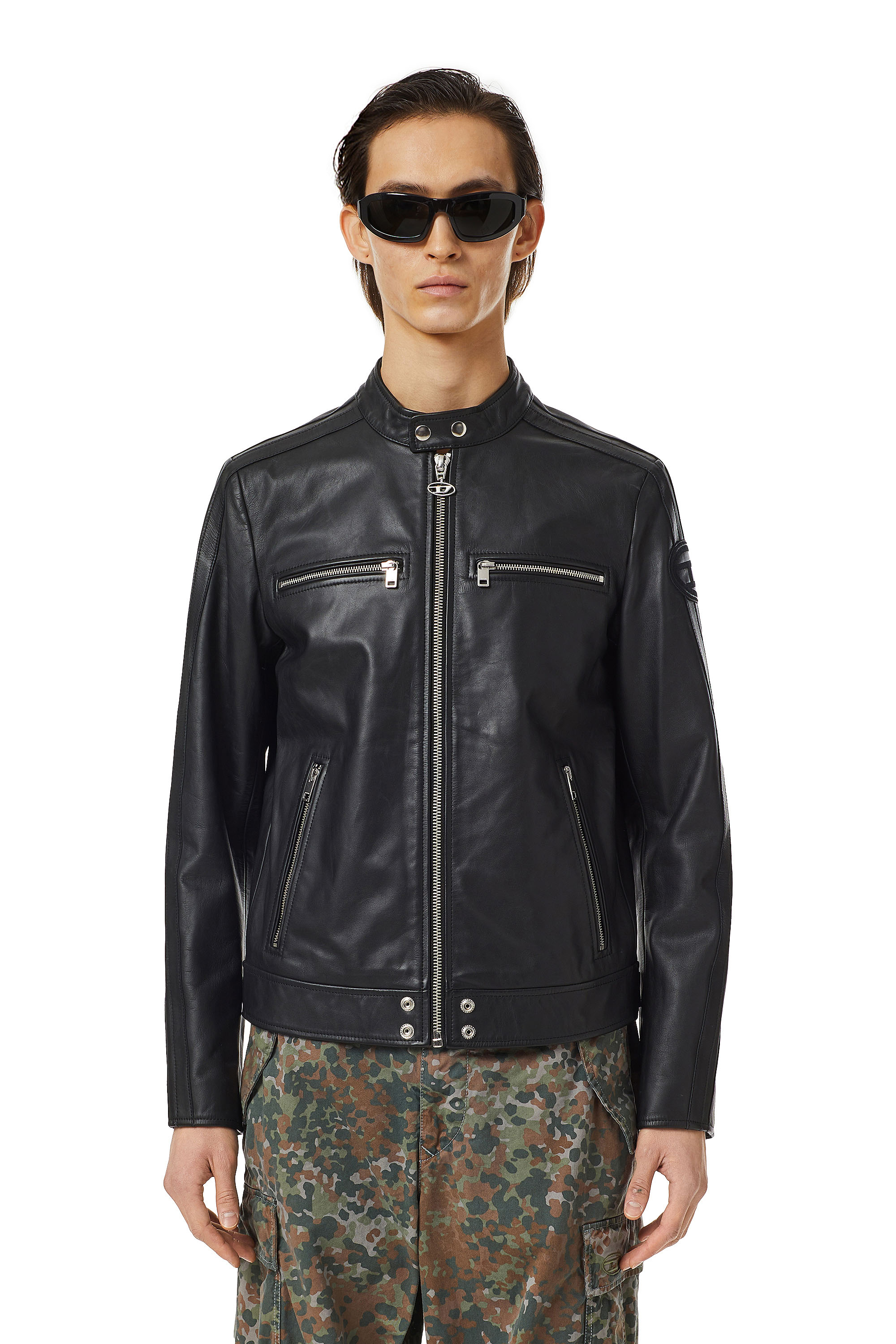 black leather jacket diesel