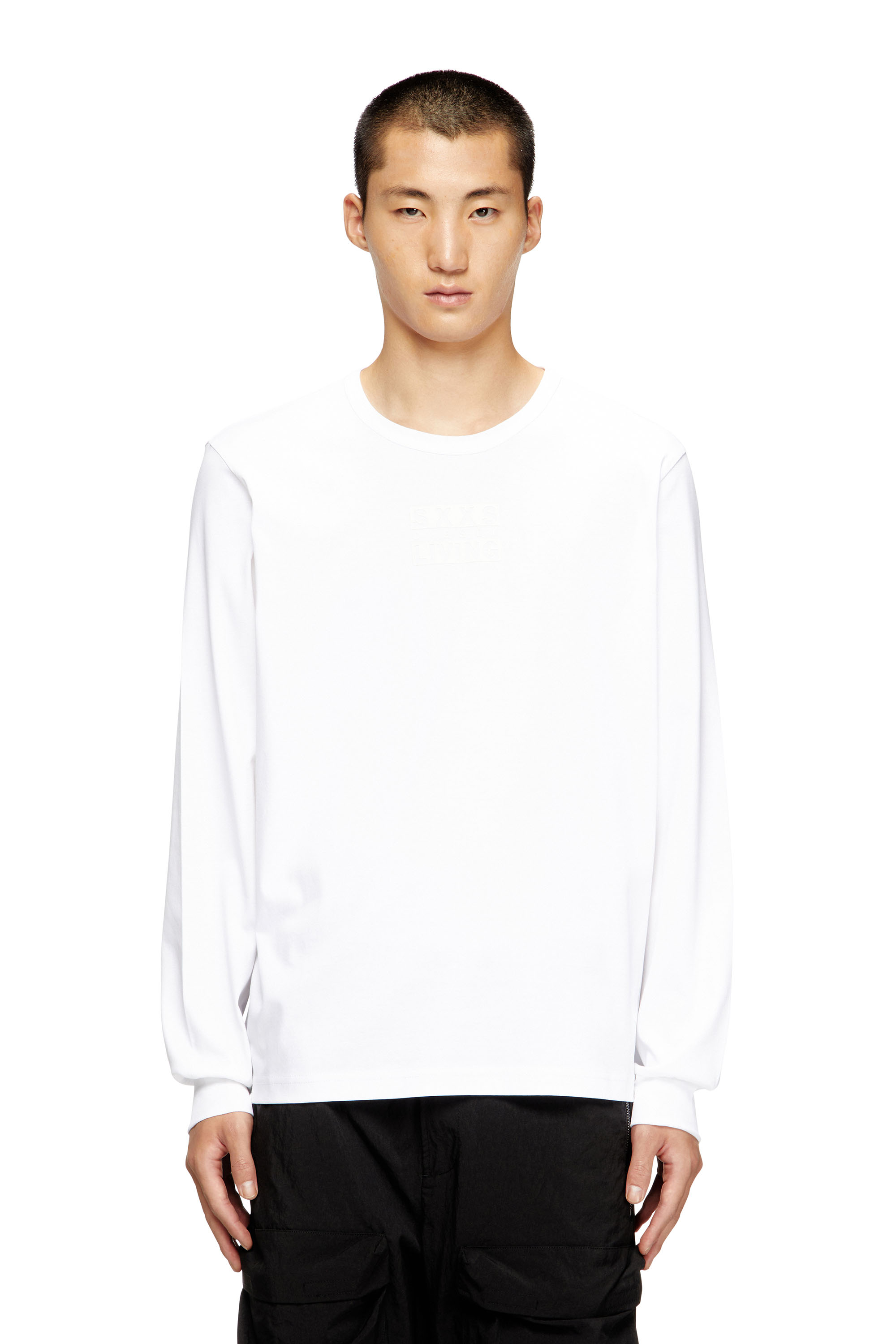 Diesel - T-MADJUST-LS-T1, Man's Long-sleeve cotton t-shirt in White - 3