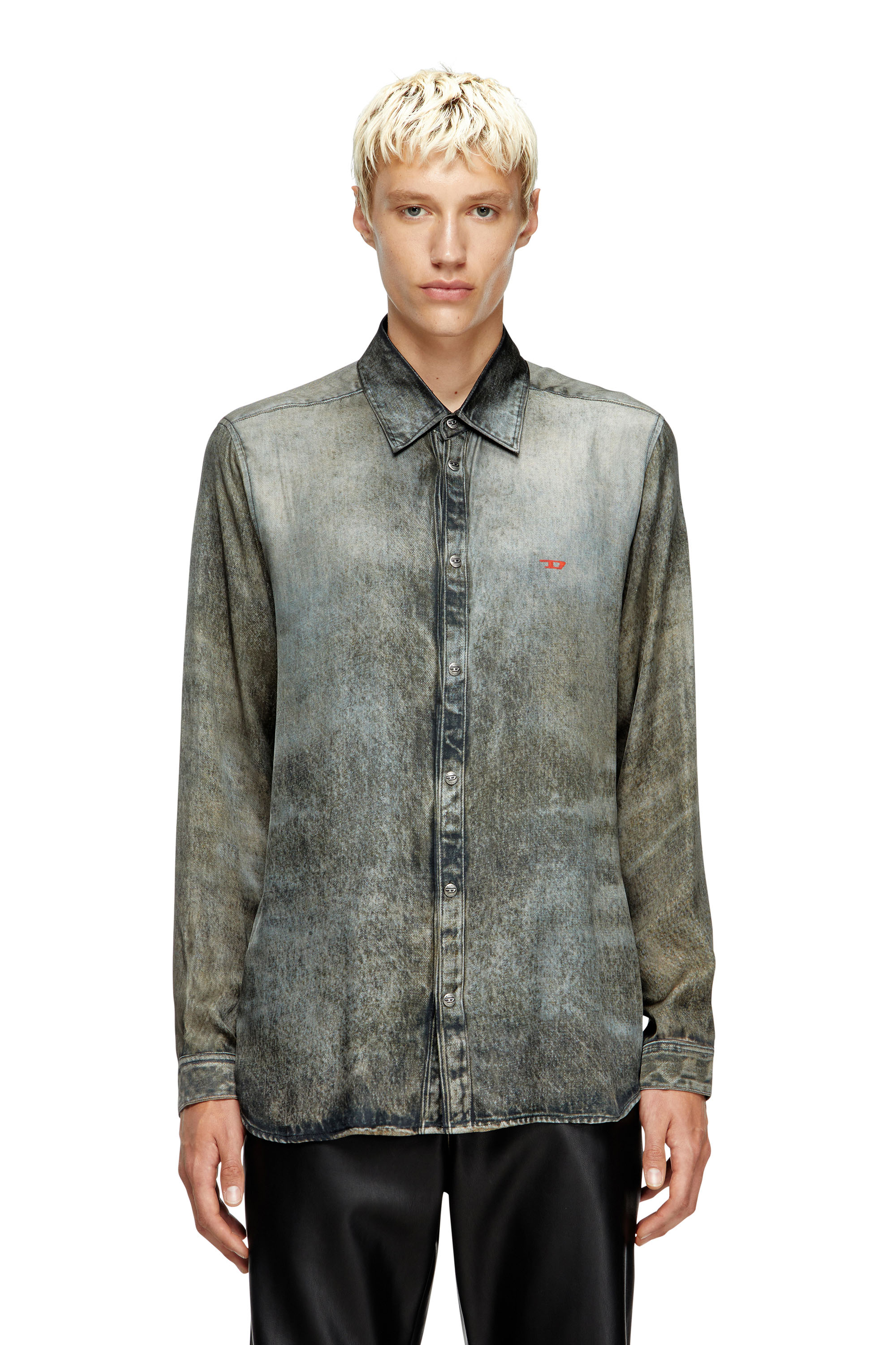 Diesel - S-SIMPLY-LKCT, Man's Shirt in denim-look viscose in Black - 3