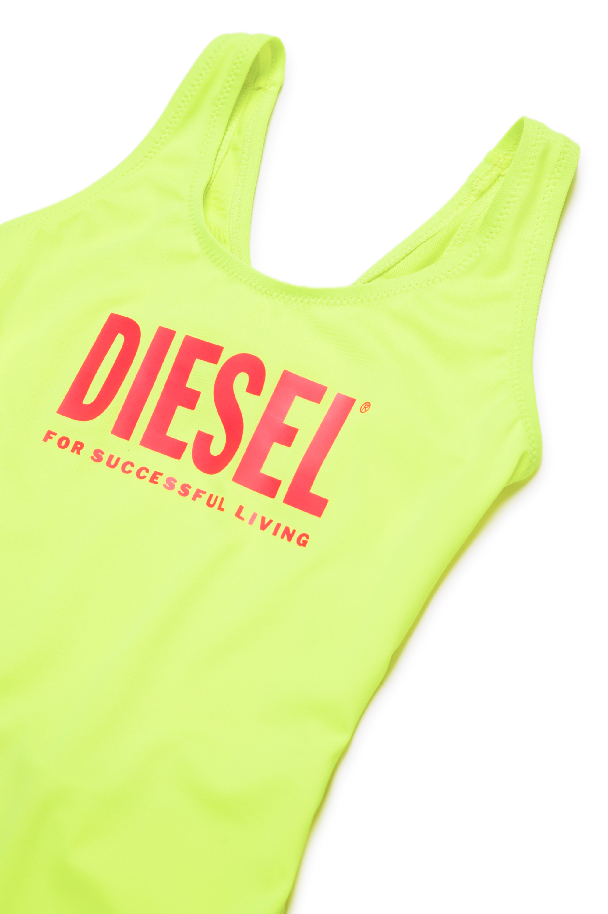 Diesel - MIATIS, Woman's Open-back swimsuit with logo print in Yellow Fluo - 3