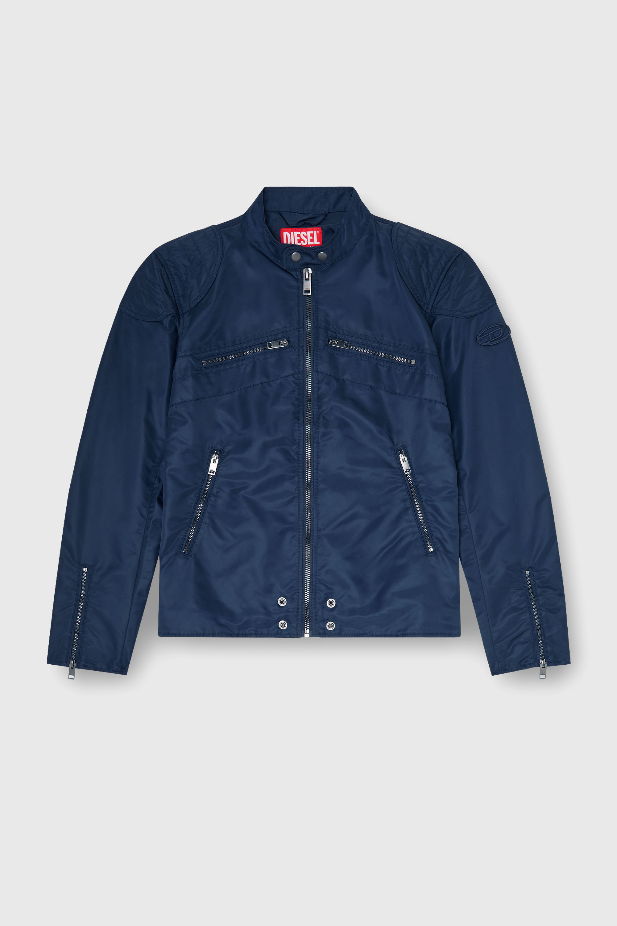 Diesel - J-GLORY-T92, Man's Nylon jacket with quilted shoulders and zip pockets in Blue - 2